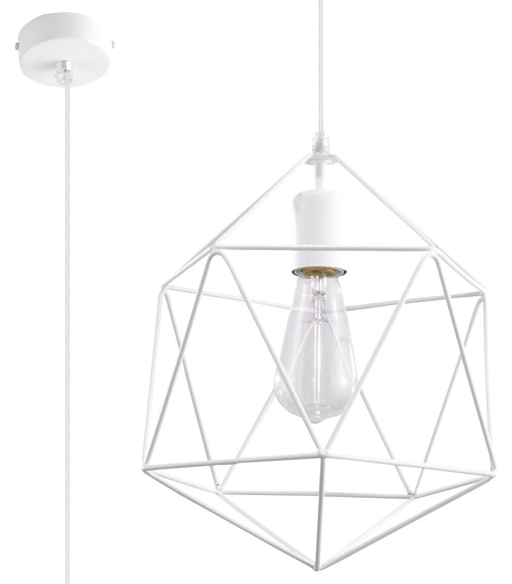 Hängelampe Weiß Draht Ø 30 cm geometrisch Retro