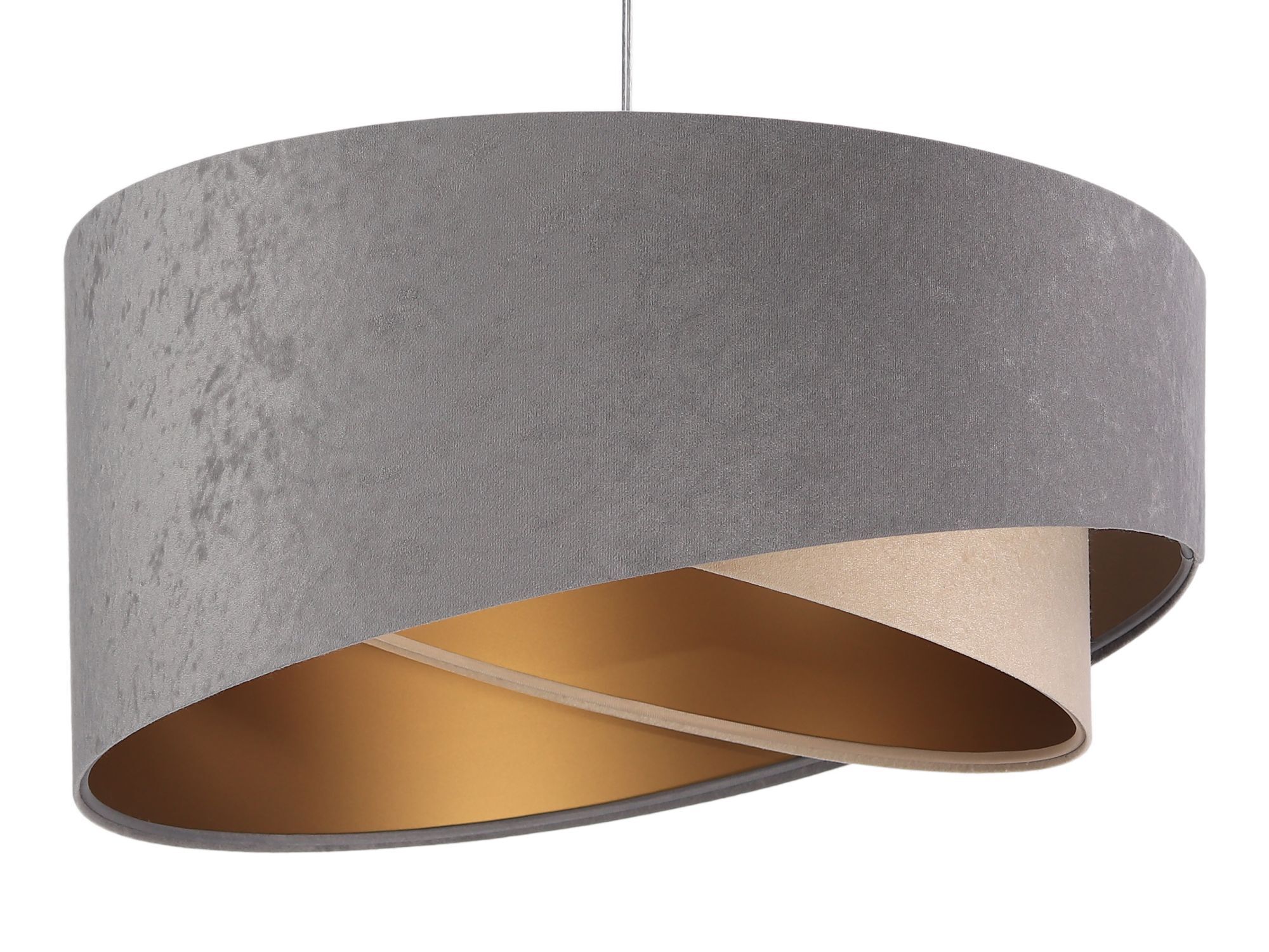 Pendelleuchte Grau Beige Gold Ø50cm Stoff Esstisch Lampe