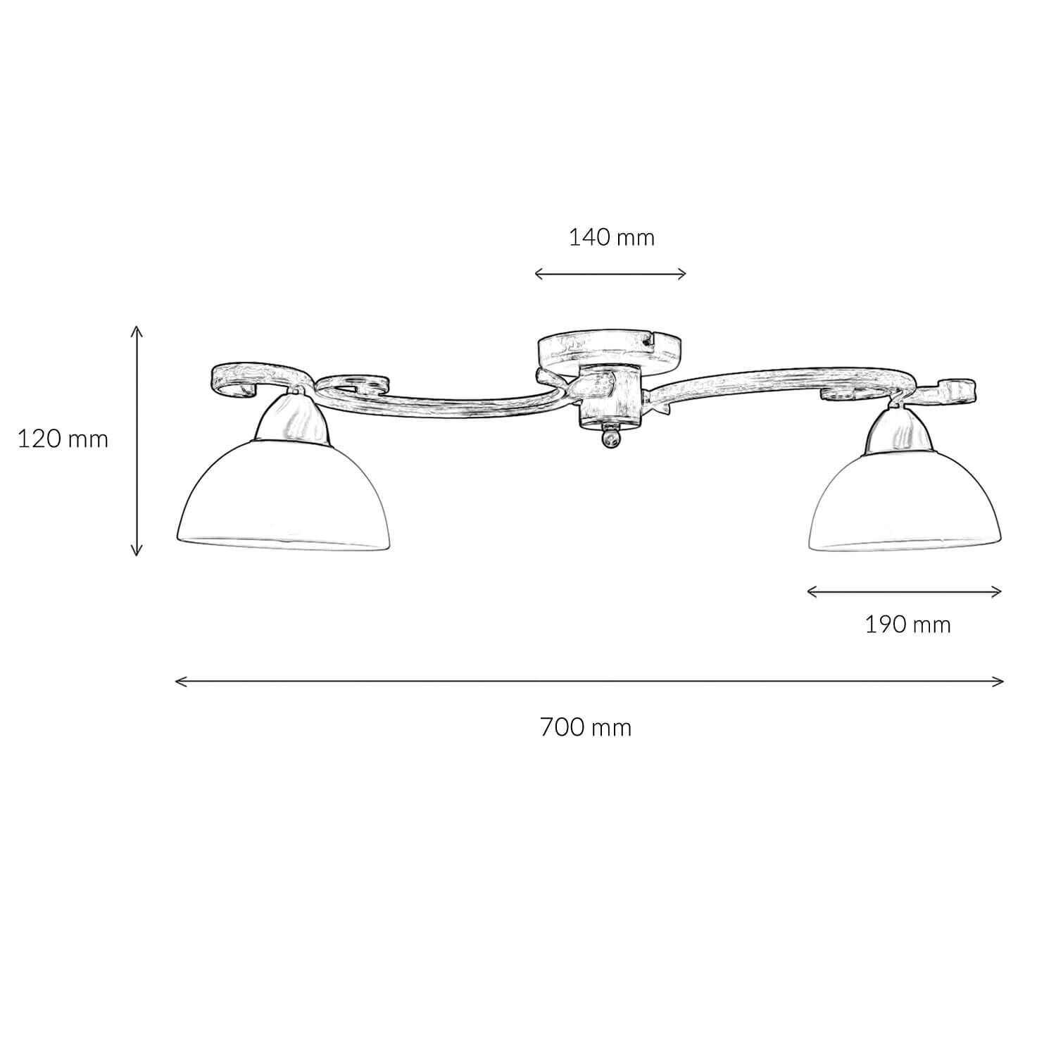 Deckenleuchte AURORA WHITE in Shabby Weiß 2-flmg
