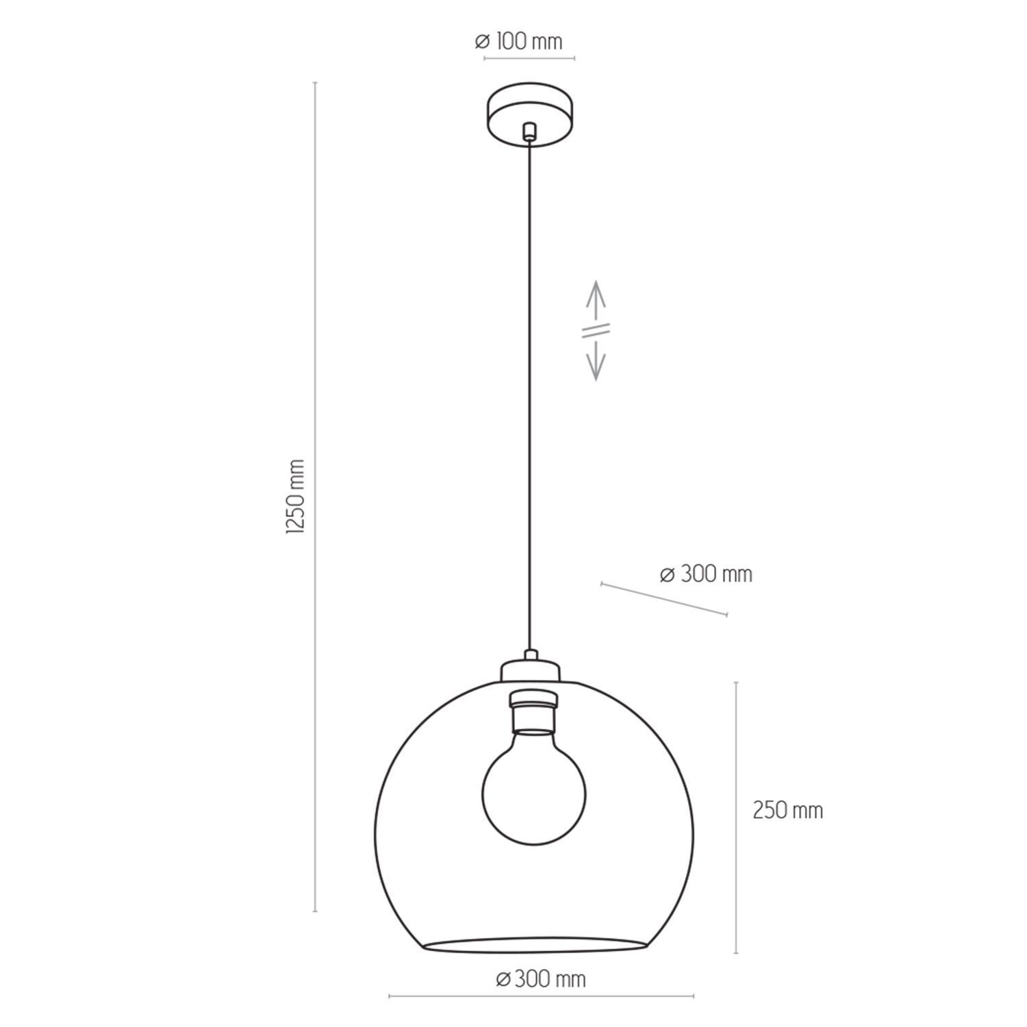 Hängelampe Kugel Ø 30 cm E27 Rauchglas verstellbar