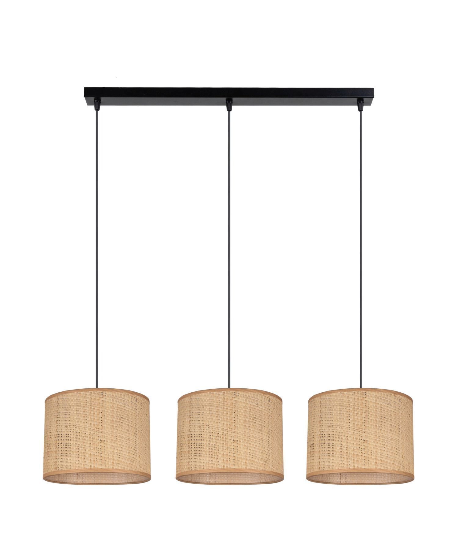 Blendarme Hängelampe Stoff Braun 3-flmg 70 cm länglich