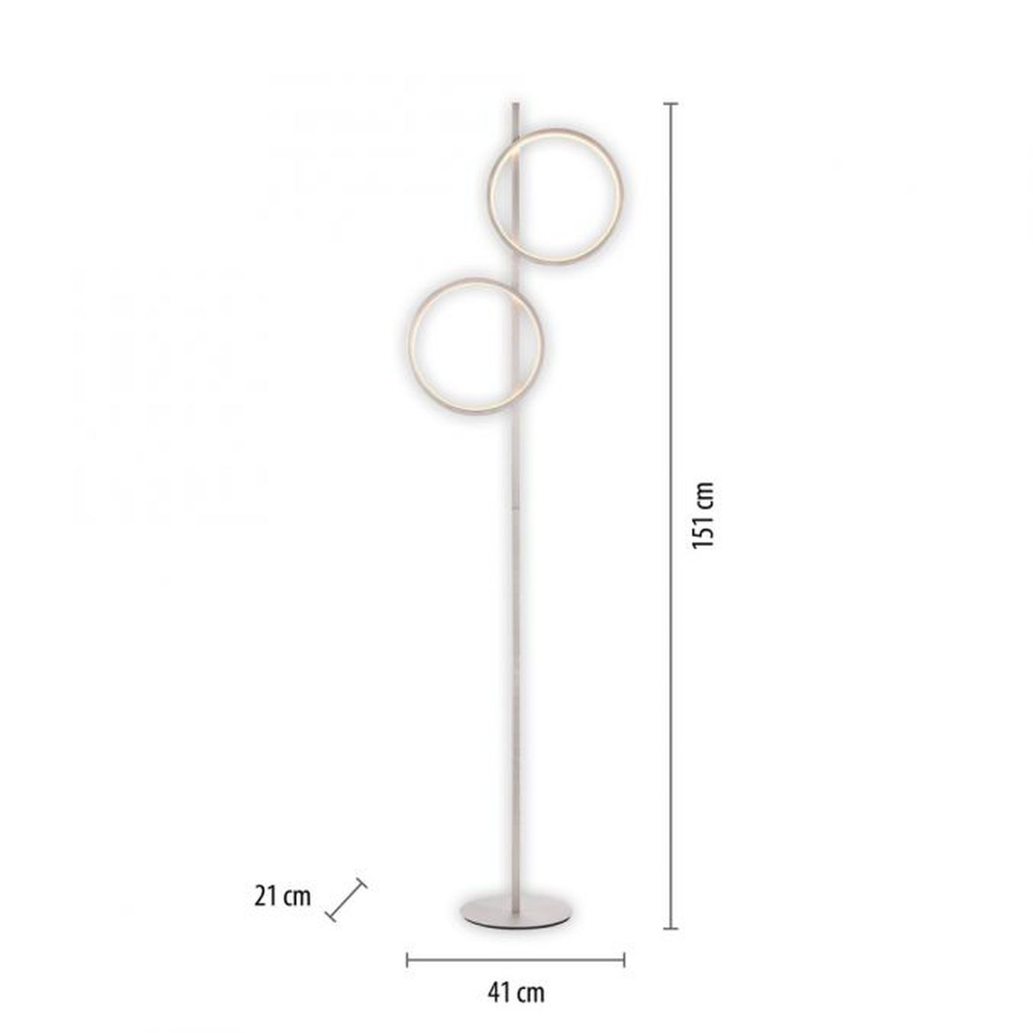 LED Stehleuchte Silber Metall Ringe 151 cm 1290 lm 10 W