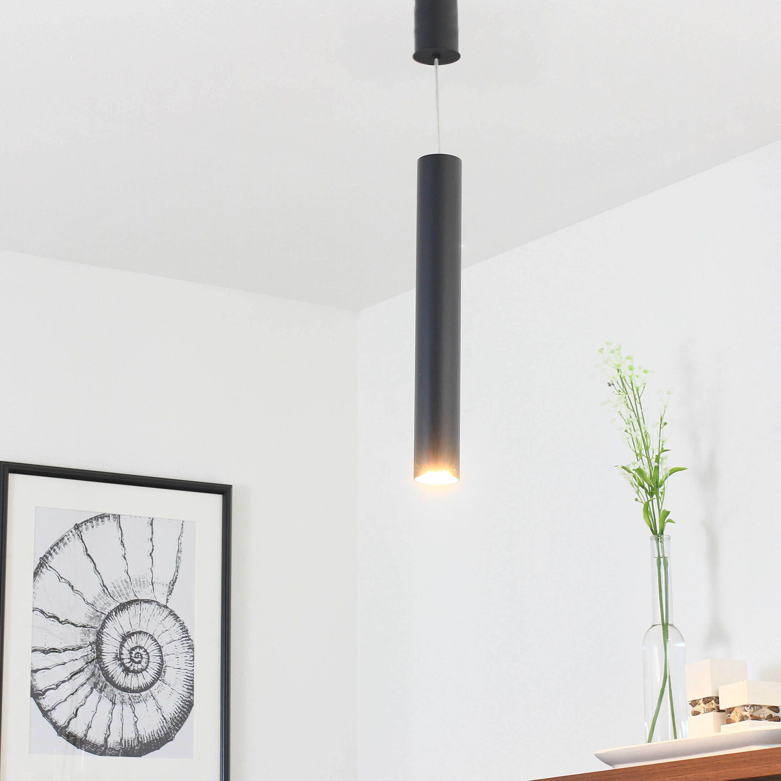 Moderne Pendelleuchte in anthrazit 40/120 cm