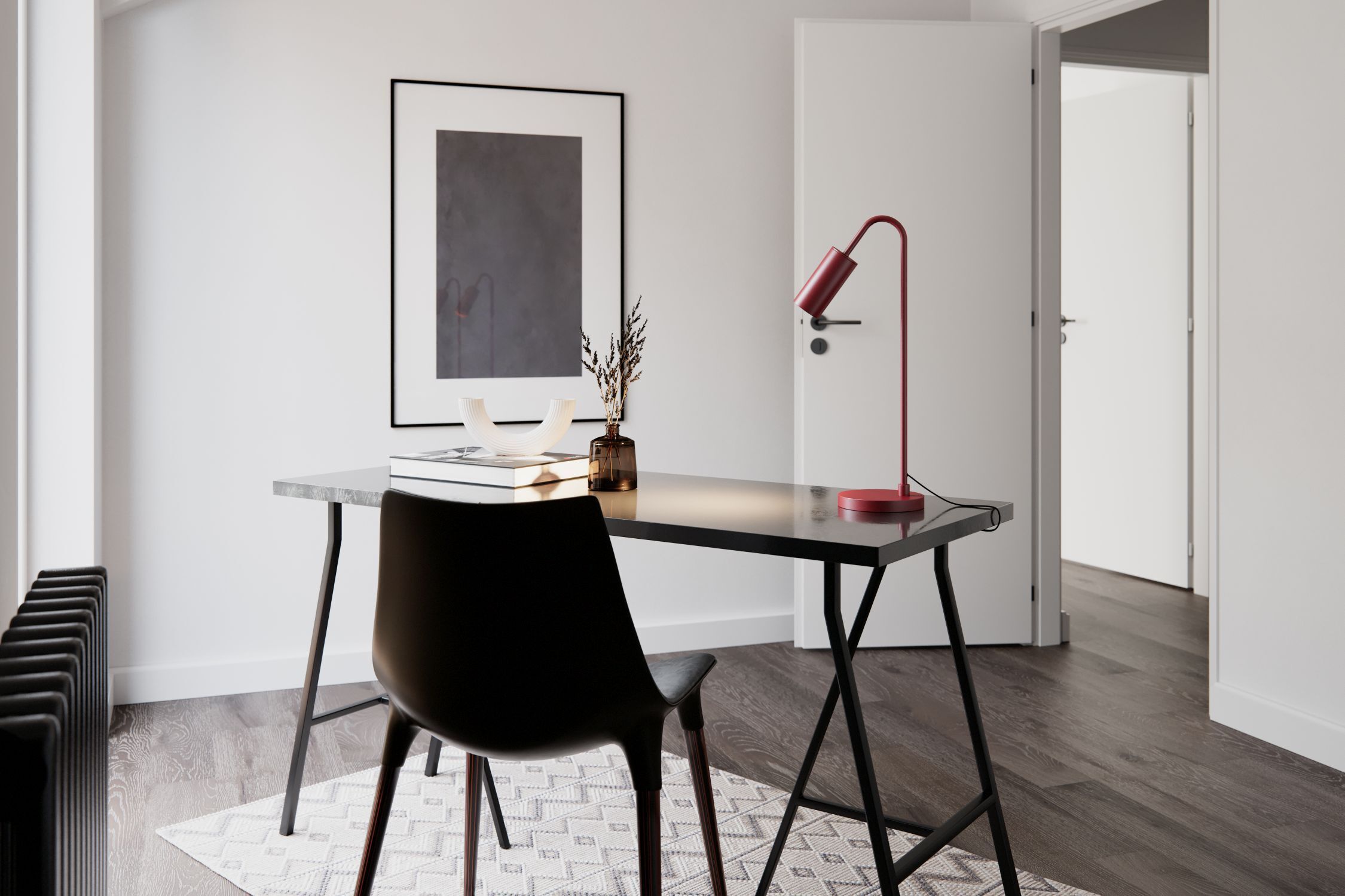 Schreibtischlampe Metall 51 cm hoch Dunkelrot GU10 tisch, büro, lampe, stuhl, dekoration