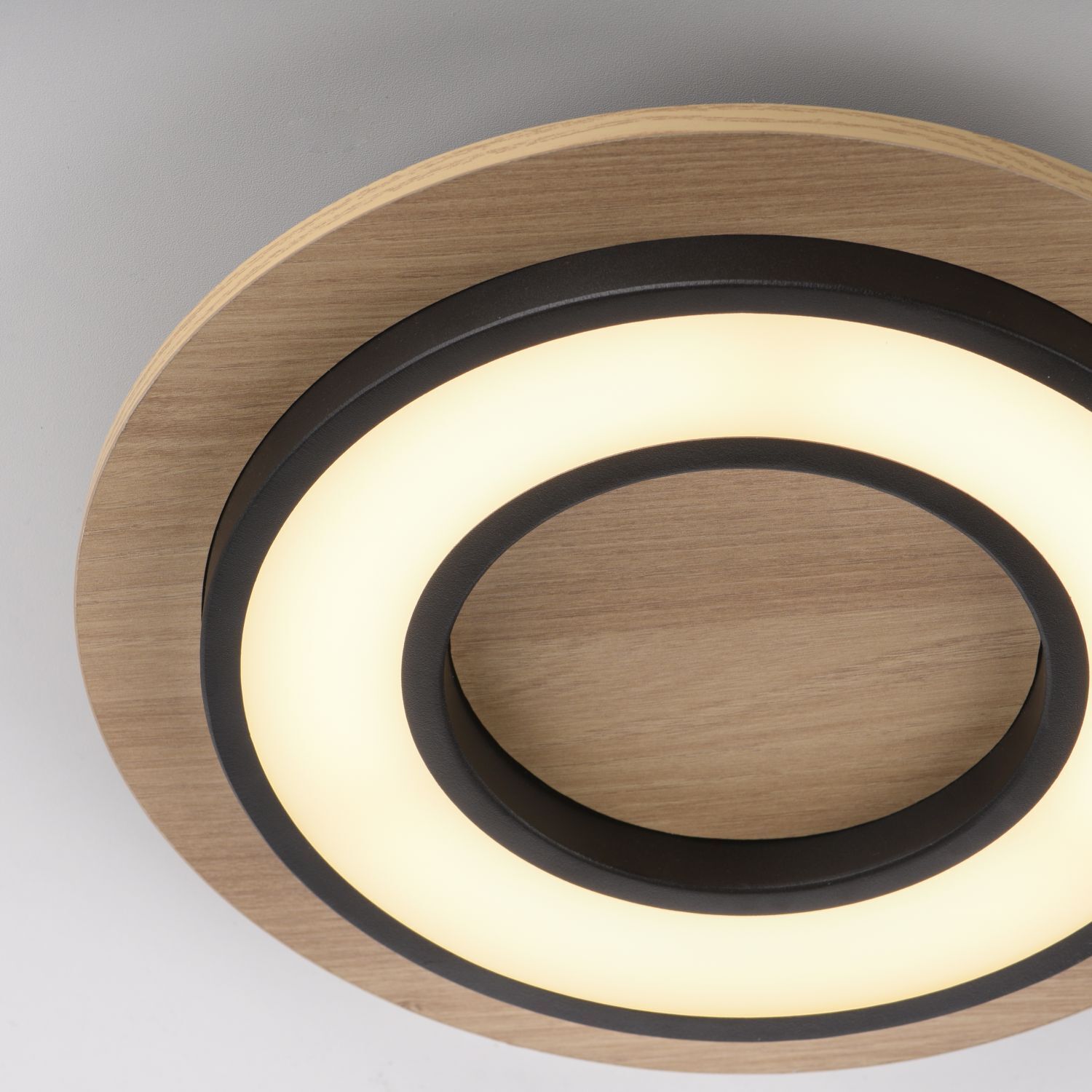 LED Deckenlampe Holz Metall 3000 K wohnlich blendarm Deckenleuchte, Teller
