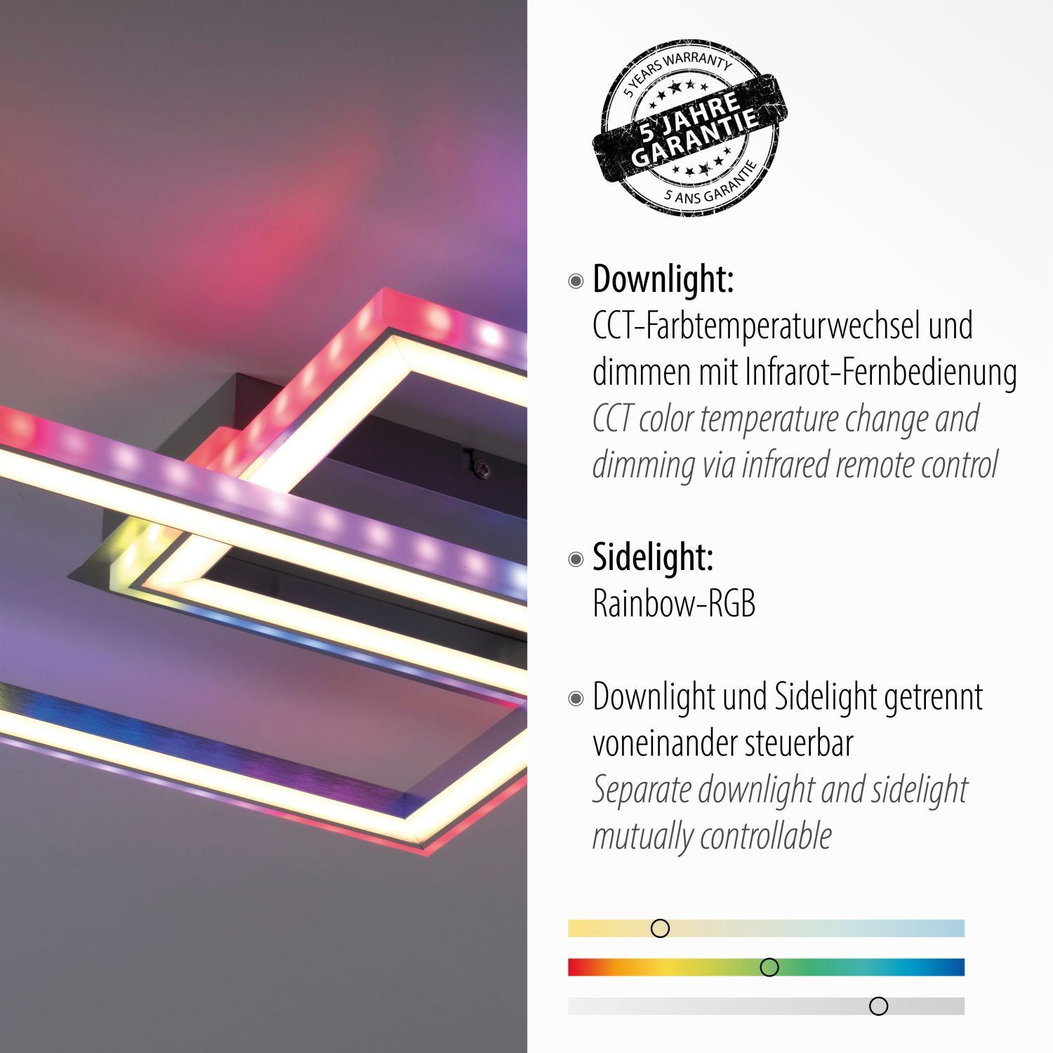 LED Deckenlampe Rainbow RGB dimmbar 5000 lm L:121 cm Werbung, Deckenleuchte