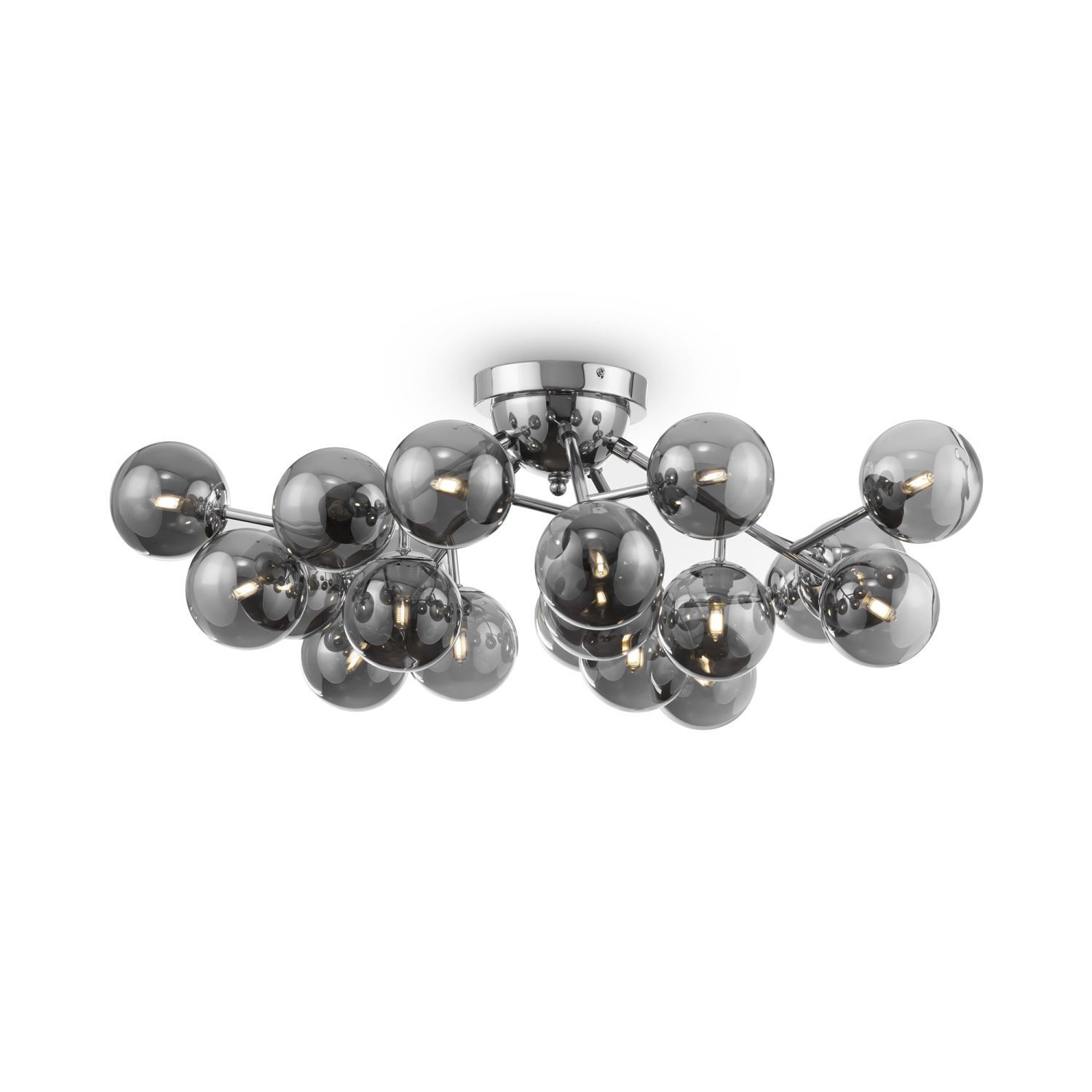 Deckenlampe Metall Glas G9 75 cm breit Chrom Rauchgrau