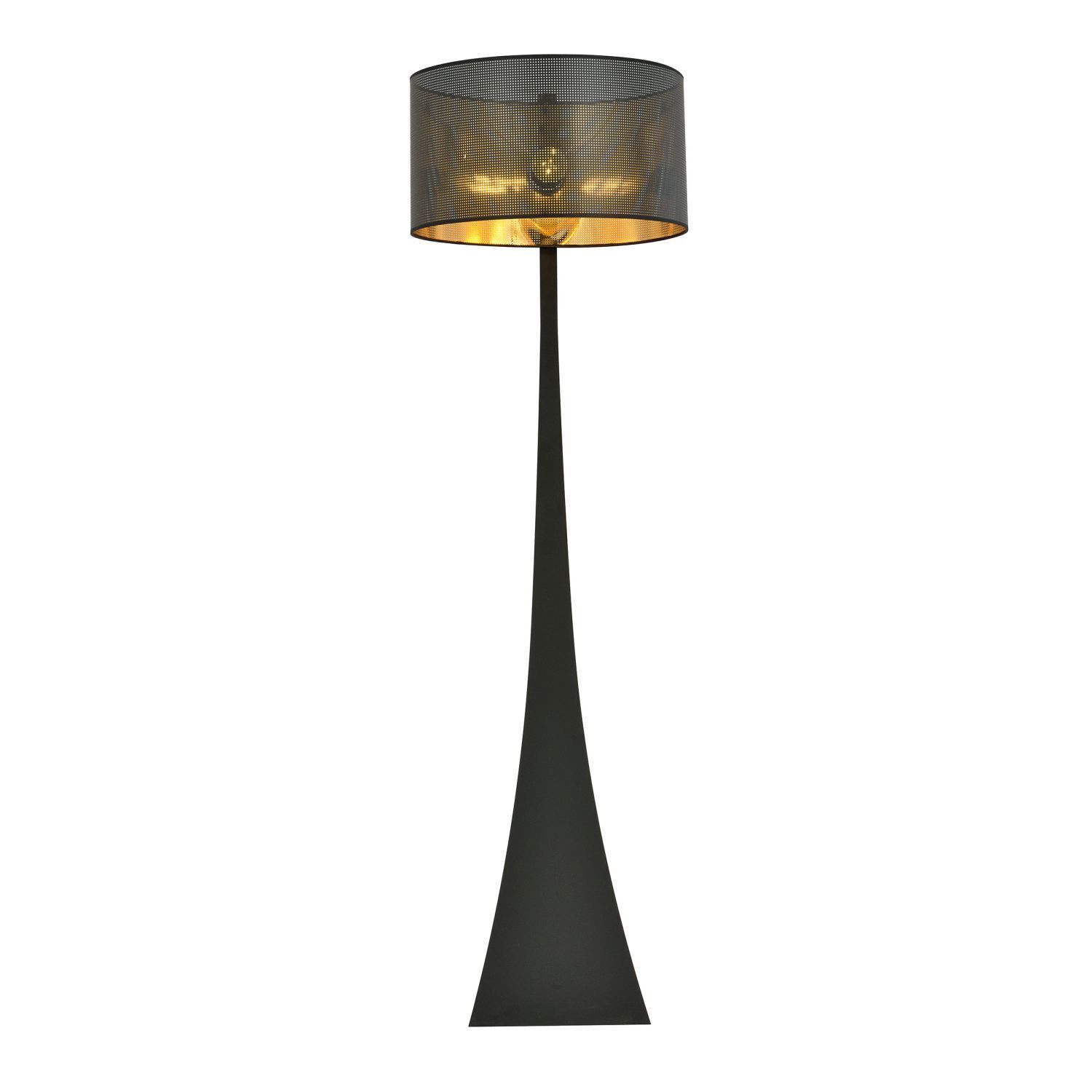 Stehleuchte Stoff Metall 157 cm Modern in Schwarz Gold E27 Lampe