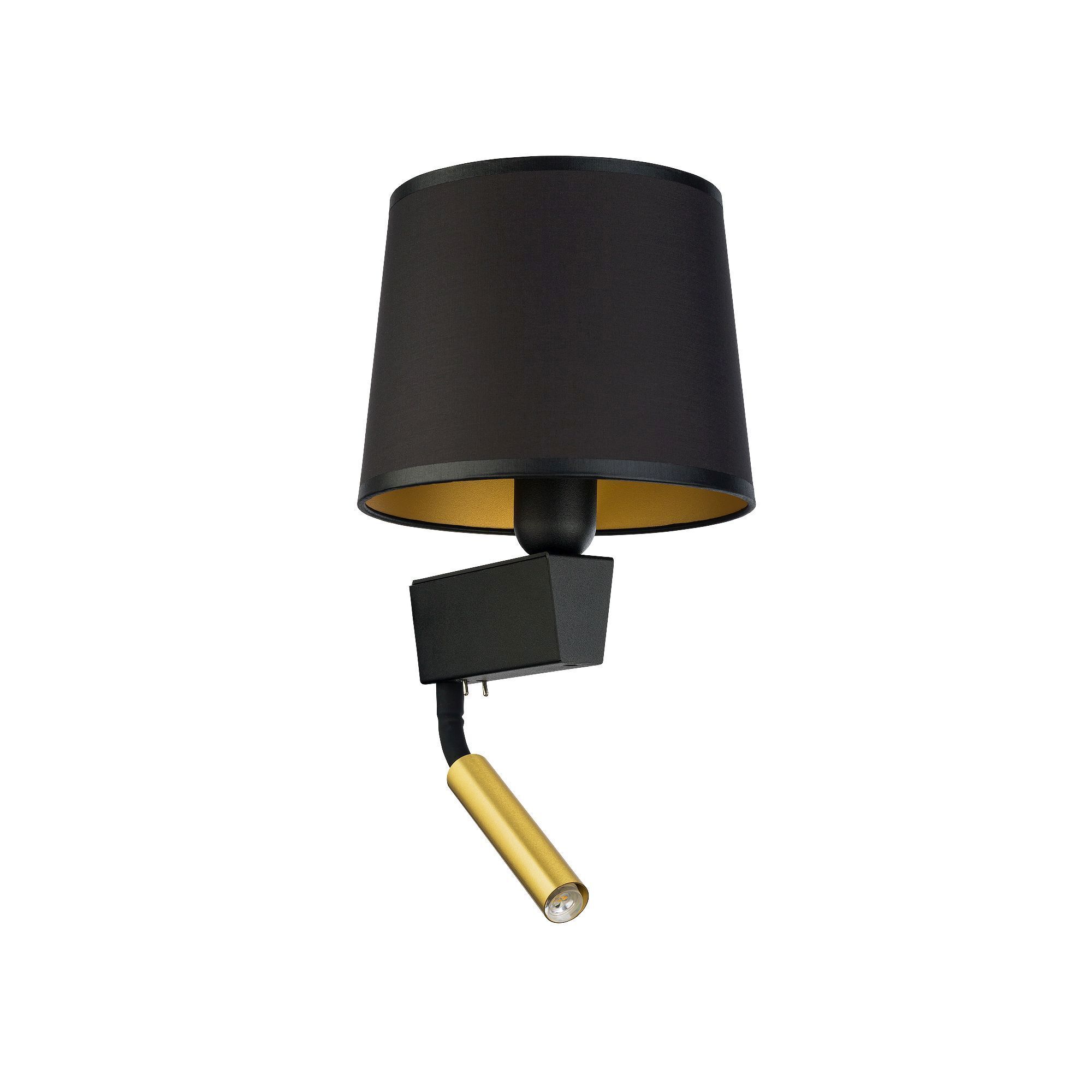 Wandleuchte mit Schalter Lesearm Schwarz Gold Modern Wandleuchte, Wandlampe, Schwarz-Gold, Spotlight, Scope-Lampe