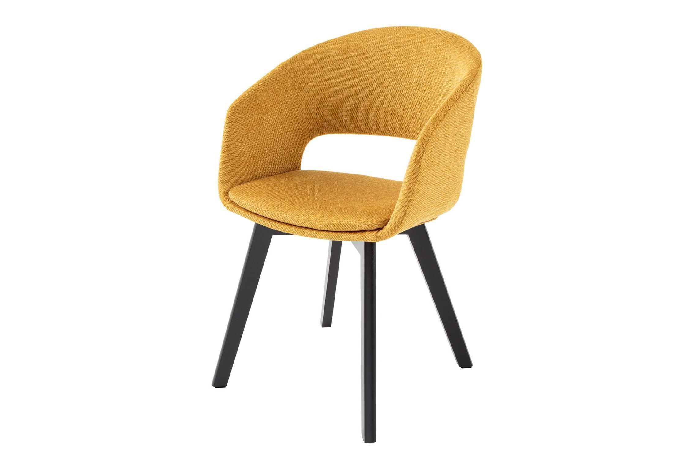 Esszimmerstuhl Gelb Schwarz mit Armlehne Stoff Metall MEGAN