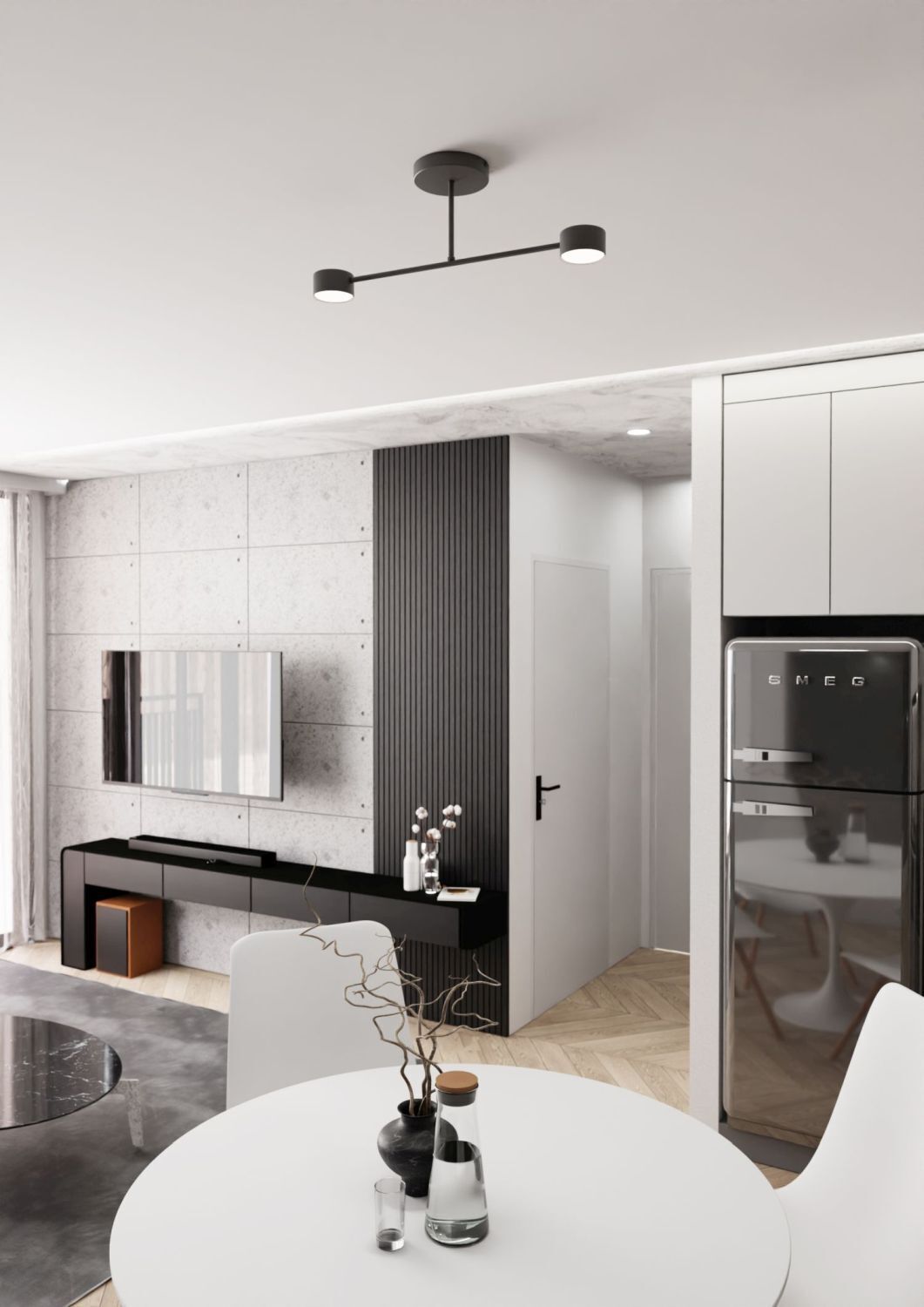 Schwarze Deckenlampe Metall GX53 2-flammig akzentuiert kitchen, wohnzimmer, hochspeicher, dekor, refrigerator