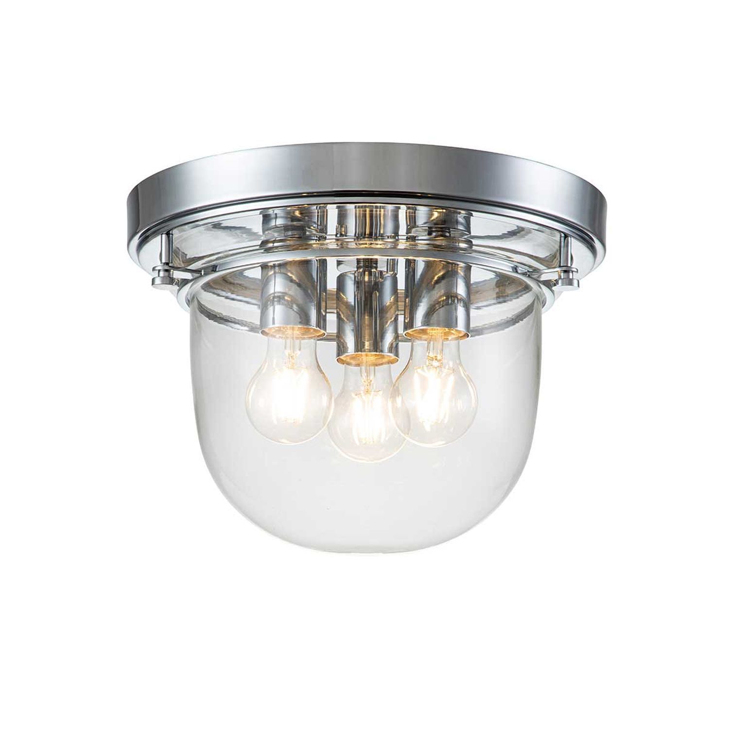 Deckenlampe Badezimmer IP44 Ø 33 cm Chrom 3x E27 Metall Glas