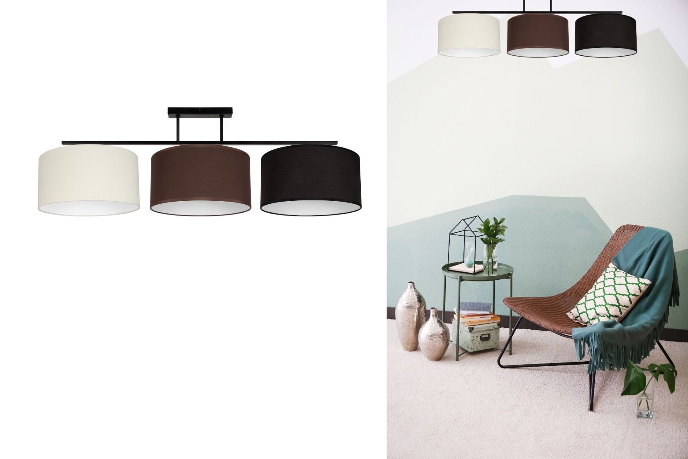 deckenlampe, pendelarm, dreidrähtig, textillampenschirm, baumwolllampenschirme