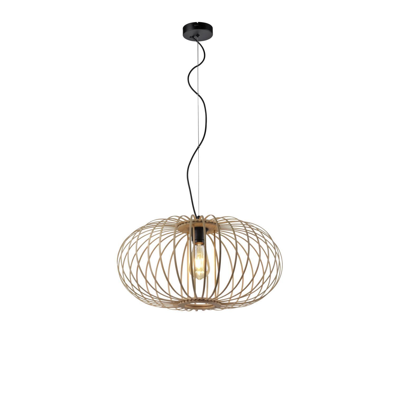 Hängelampe Skandinavisch Metall Holz rund Ø50 cm E27