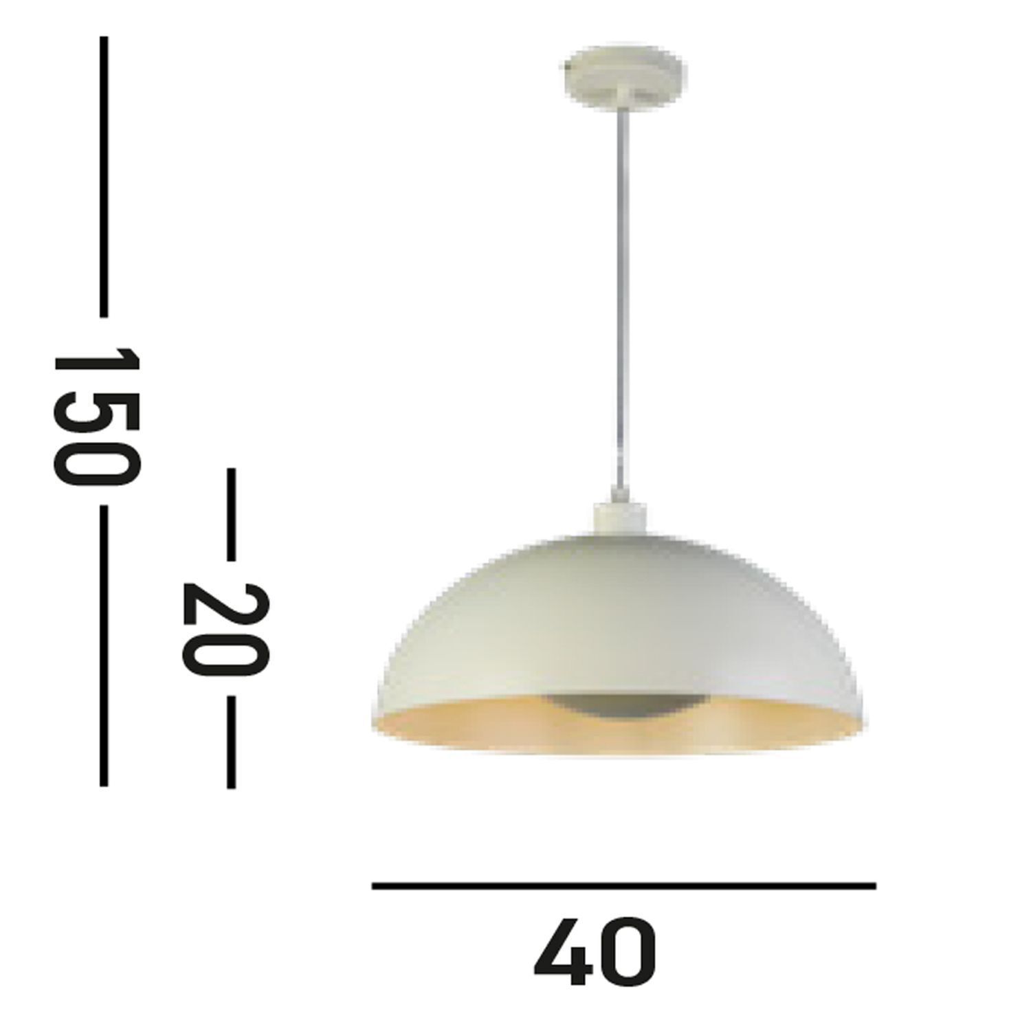 Metall Hängelampe in Creme E27 bis 60 W Ø40 cm rund
