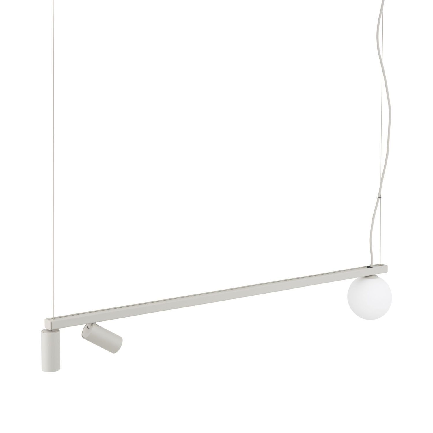 Große Hängelampe Aluminium Glas 107 cm GU10 G9 Weiß Pendelleuchte, Hängeleuchte, Bar-Fassung, weiße Glühbirne, Kabelaufhängung