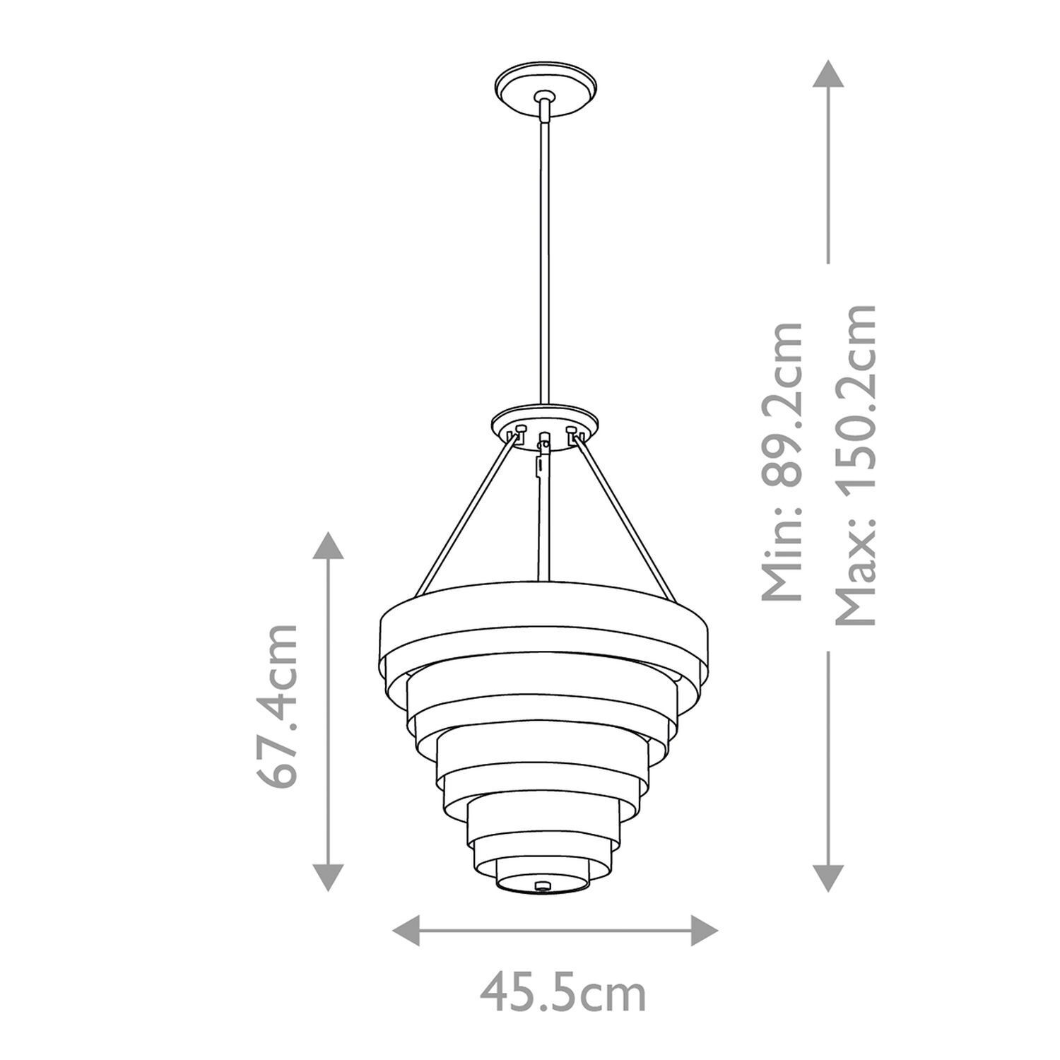 Hängelampe elegant Ø 45,5 cm rund H: max. 150,2 cm