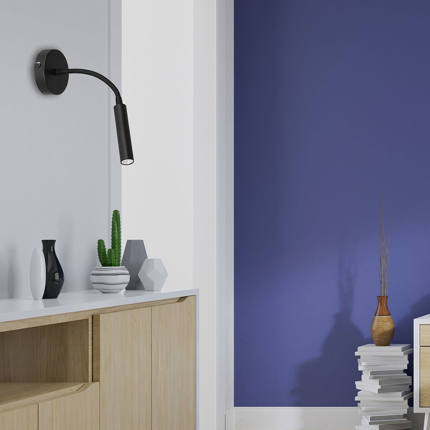 Wandspot Metall G9 akzentuiert T:35 cm Flexarm Schwarz