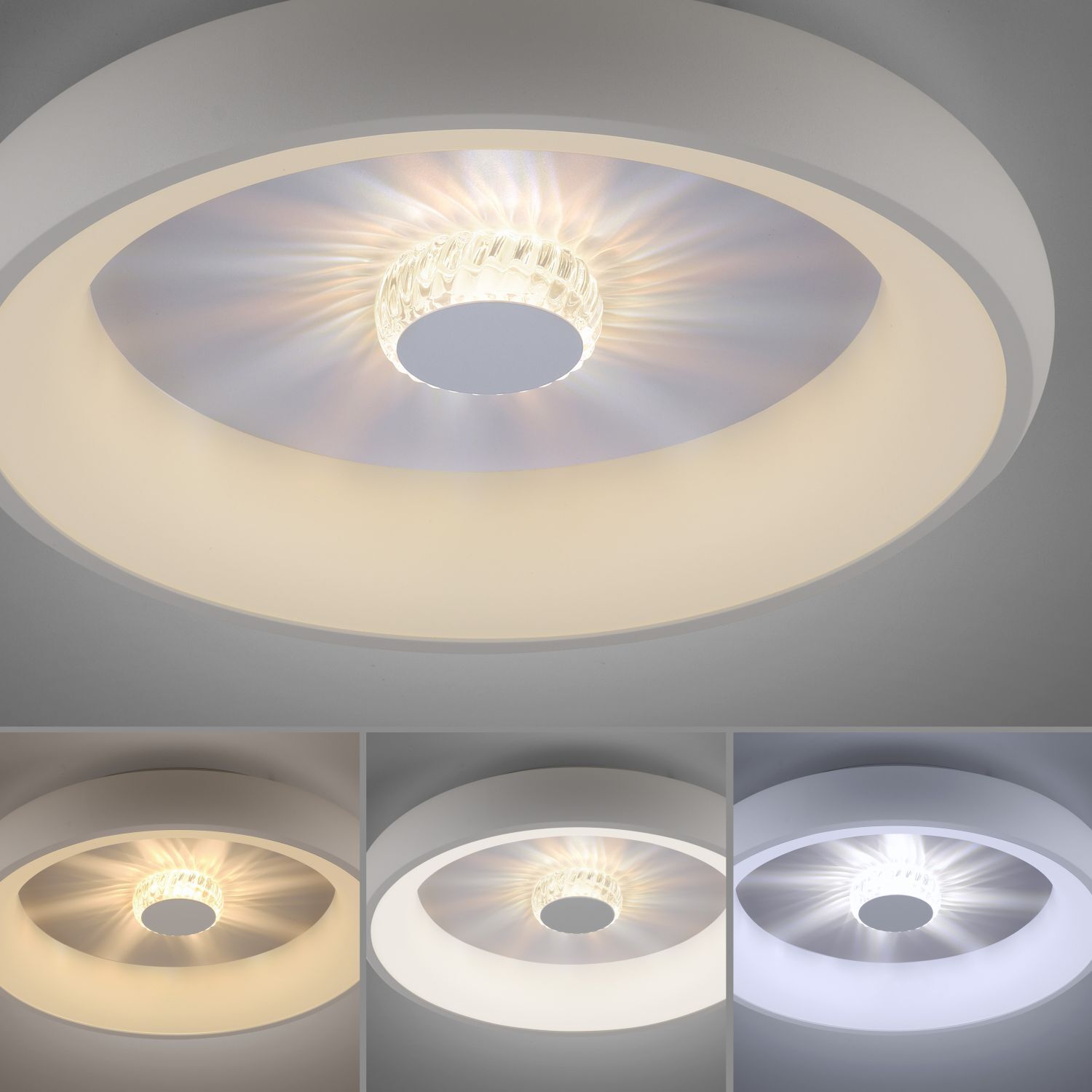 Dimmbare LED Deckenlampe Fernbedienung Kristalleffekt Deckenleuchte, Leuchte