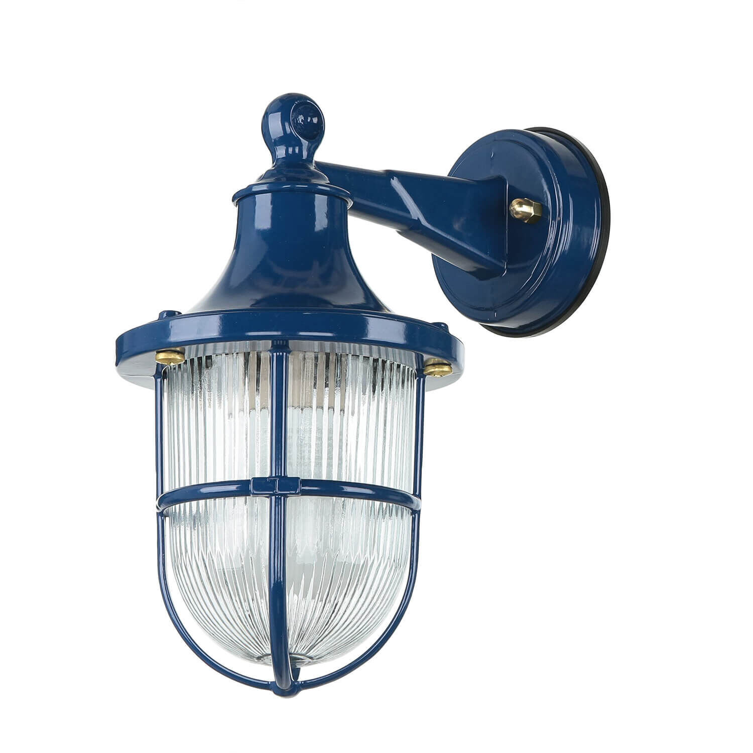 Außenwandlampe IP64 Blau Glas Messing Maritim E27