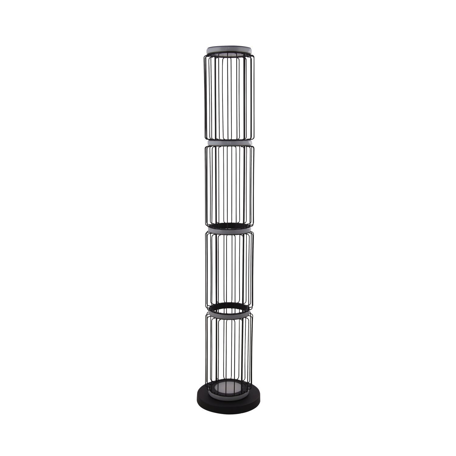 Niedrige Stehlampe LED 117 cm Schwarz Weiß rund