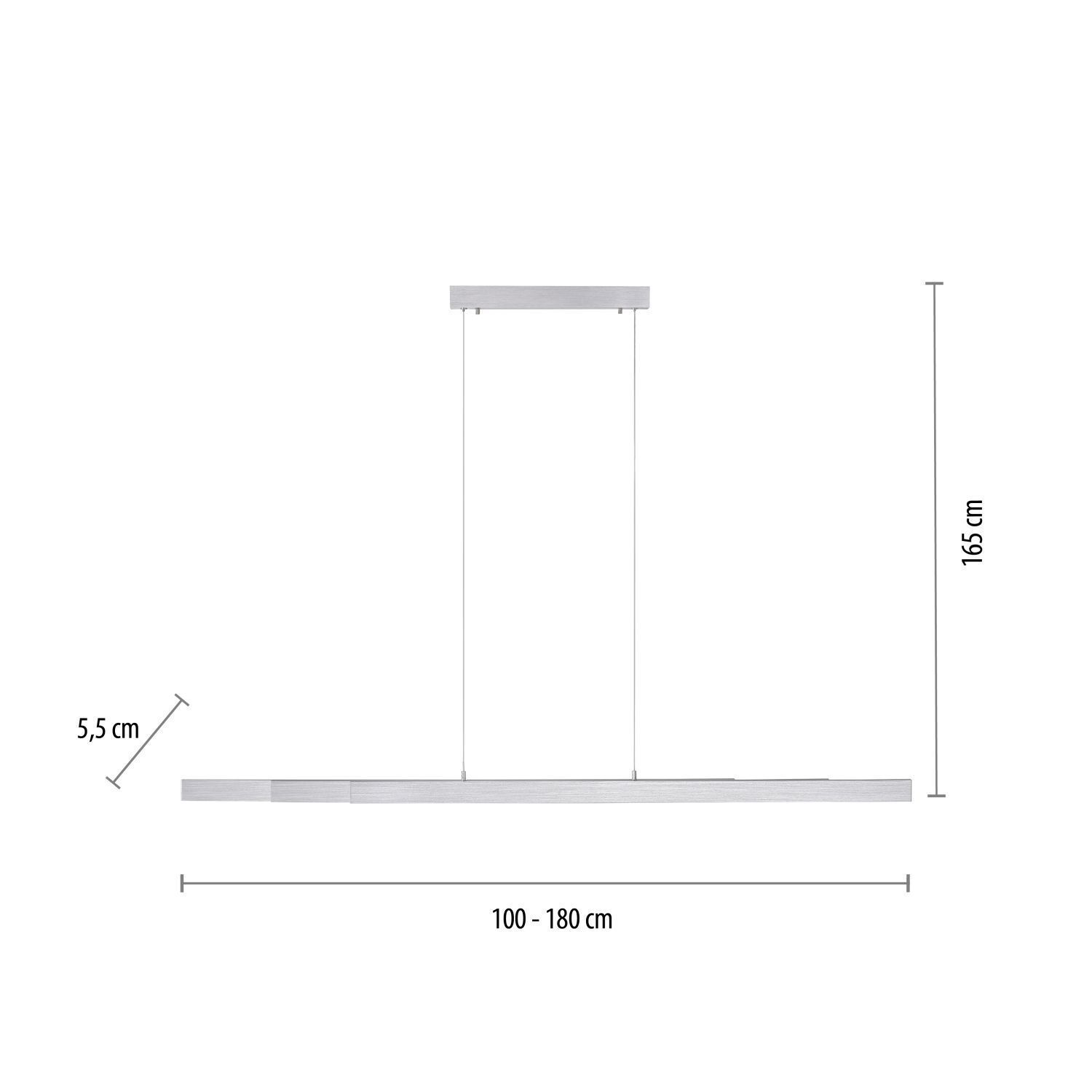 LED Pendelleuchte in Aluminium 13 W 165 cm länglich