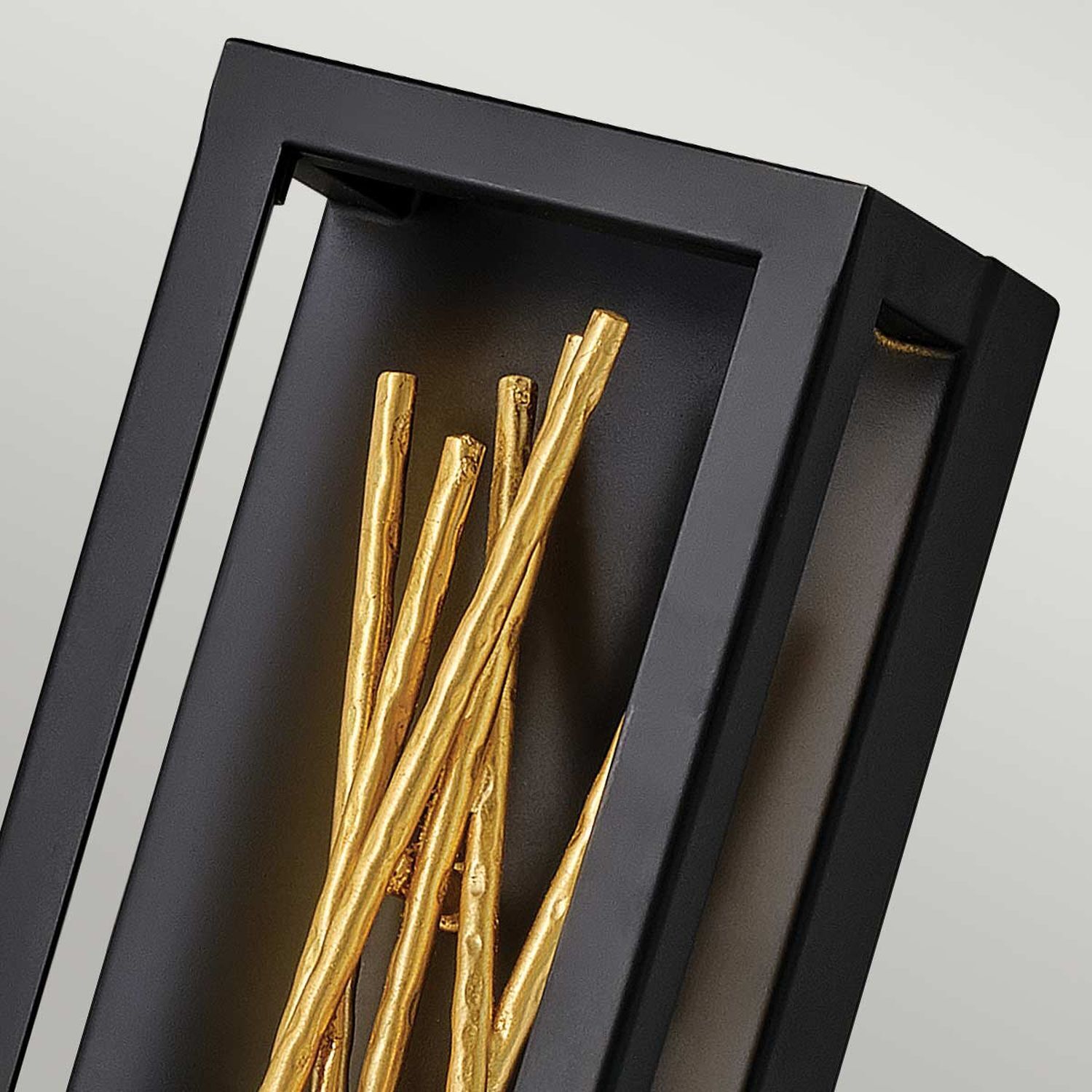 LED Wandlampe Metall H: 61 cm in Schwarz Gold eckig