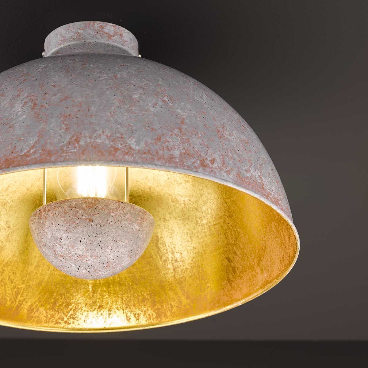 Deckenlampe rund Ø 41 cm Grau Gold Beton Optik E27