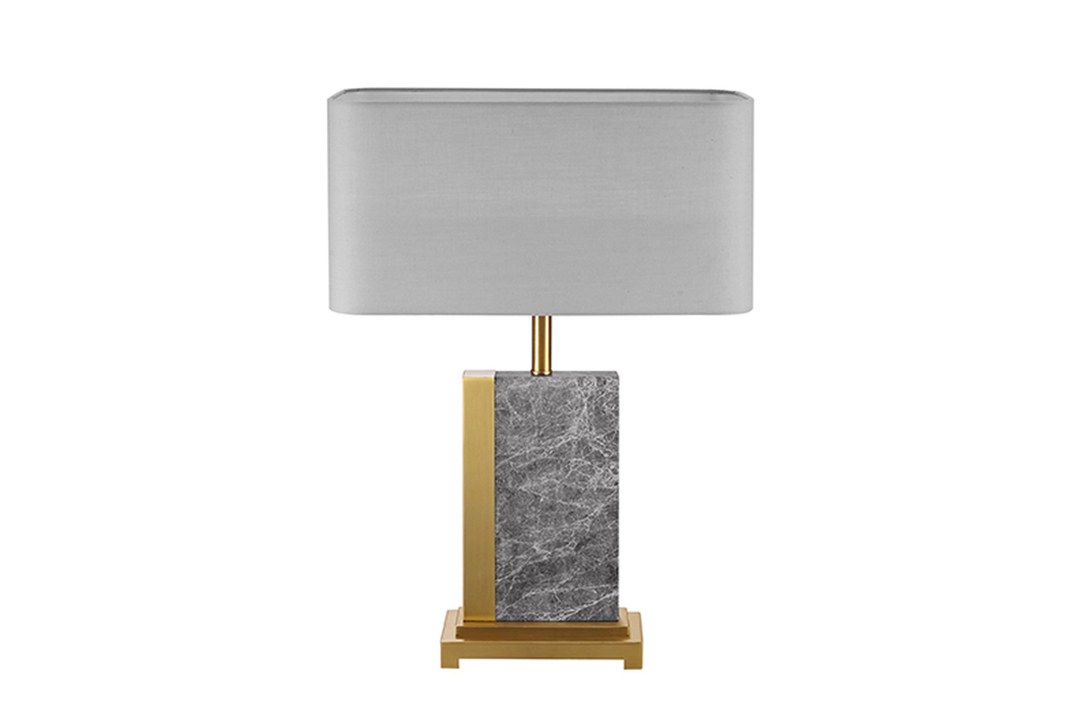 Nachttischleuchte Stoff Marmor Stahl 65 cm in Gold Grau