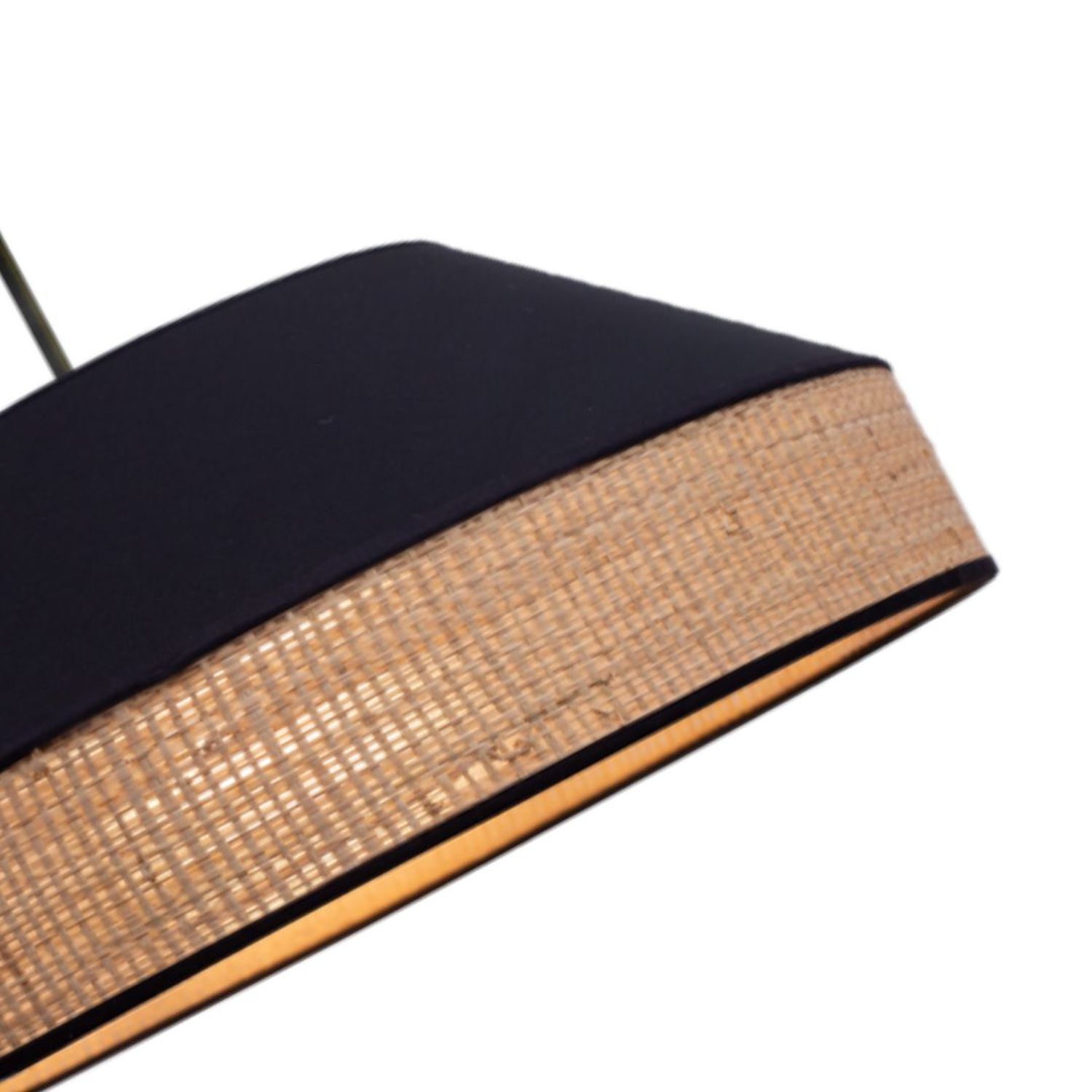 Runde Hängelampe Stoff Rattan Schwarz Natur E27 Ø45 cm Lampe