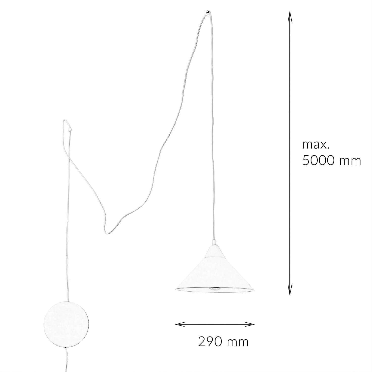 Weiße Pendelleuchte mit Steckdosenanschluss FLEXIO Diagramm, Handlung