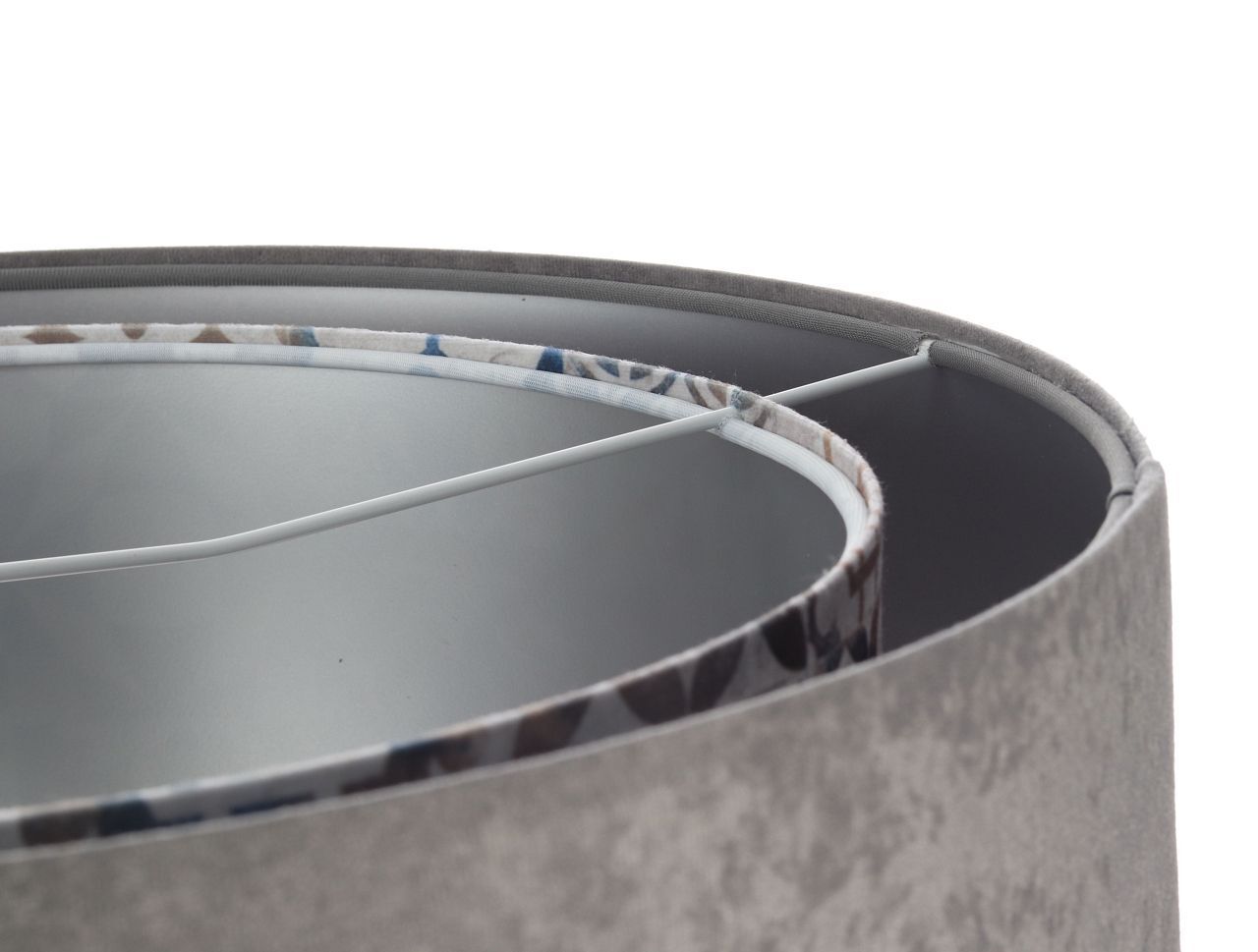 Pendelleuchte Stoffschirm Ø 50 cm Grau Beige Silber E27