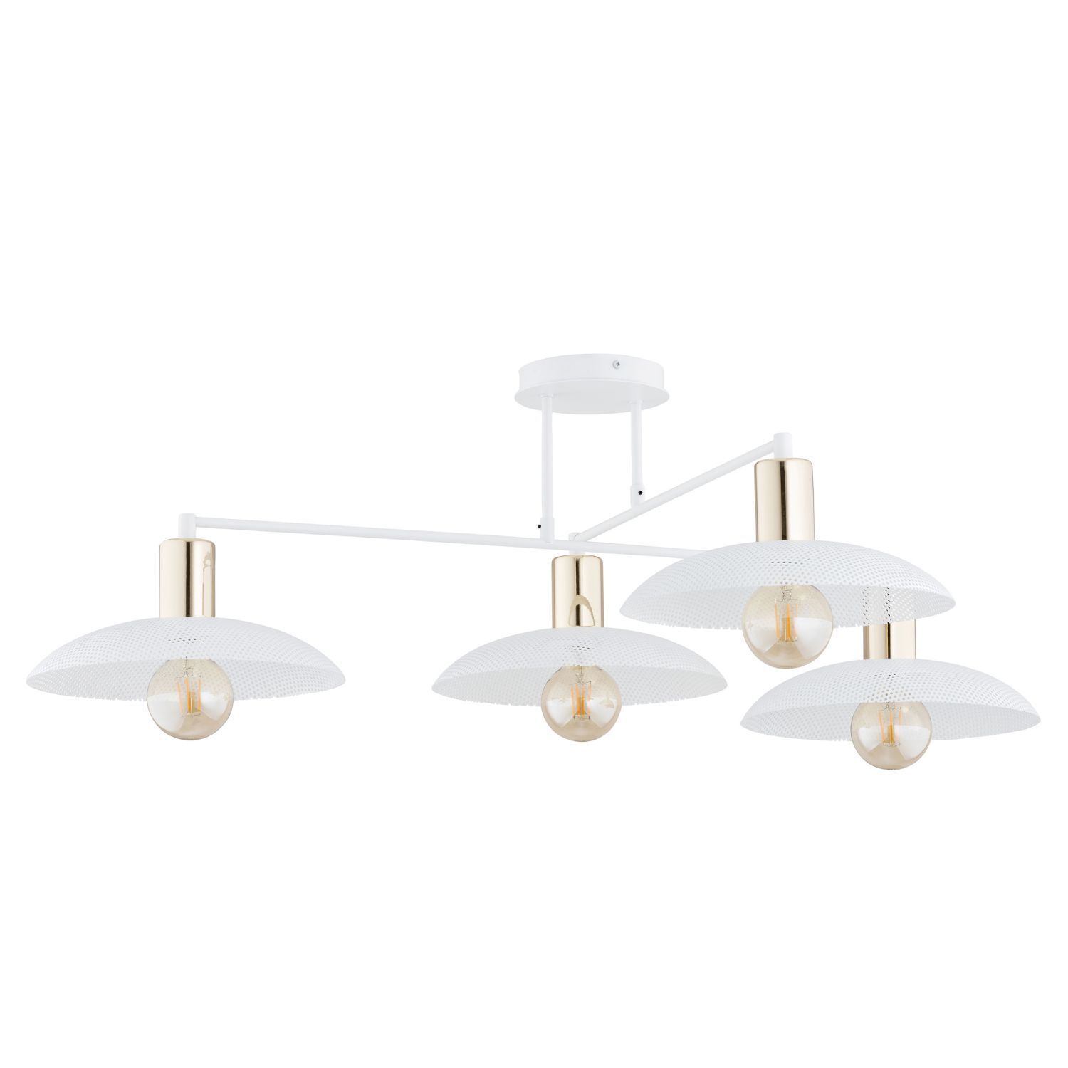 Deckenlampe Weiß Gold 100 cm lang E27 4-flammig Metall Leuchte, Deckenleuchte, Deckenventilator, Gerät, Elektrisches Gerät