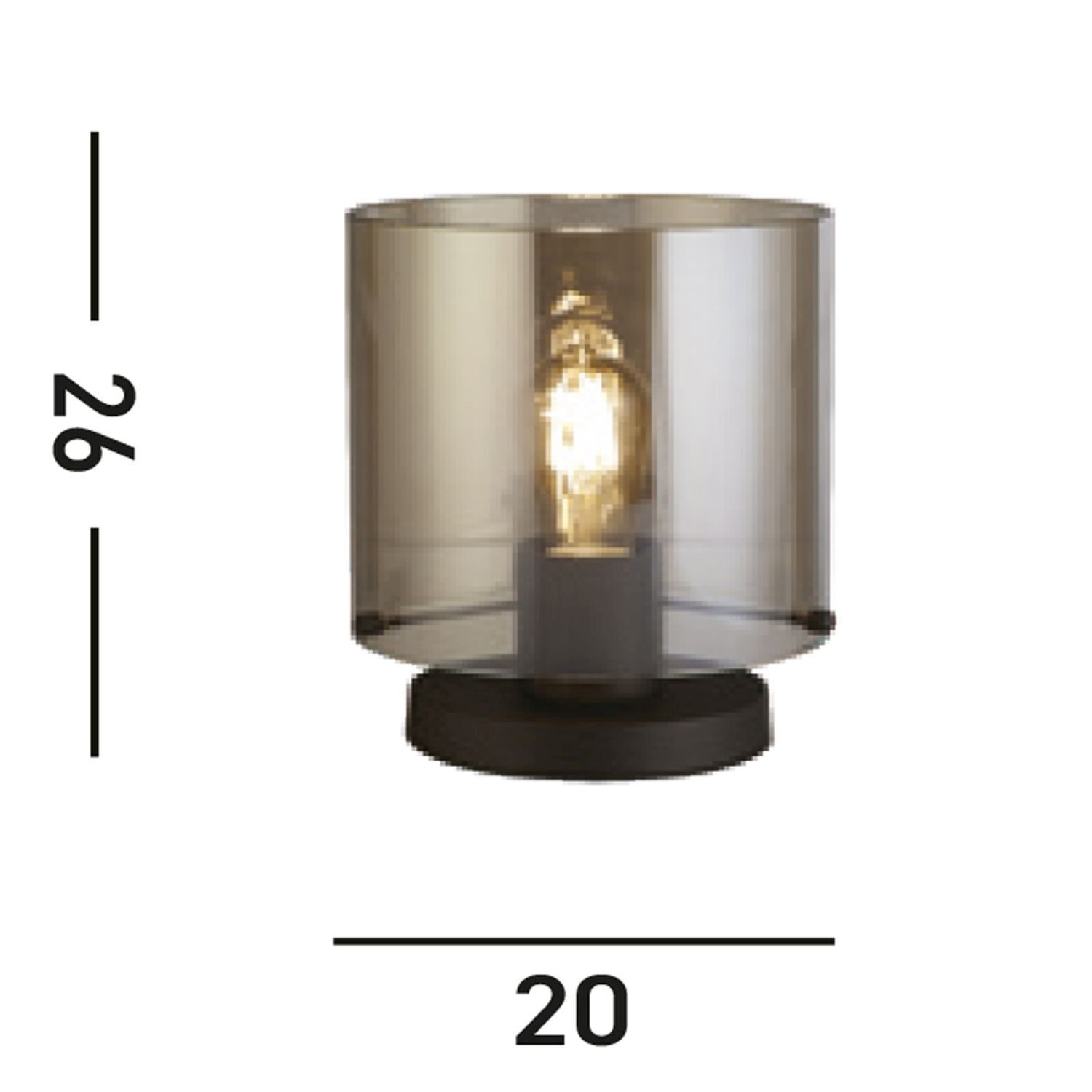 Tischleuchte mit Schalter Schwarz Rauchgrau 25,5 cm E27 Lampe