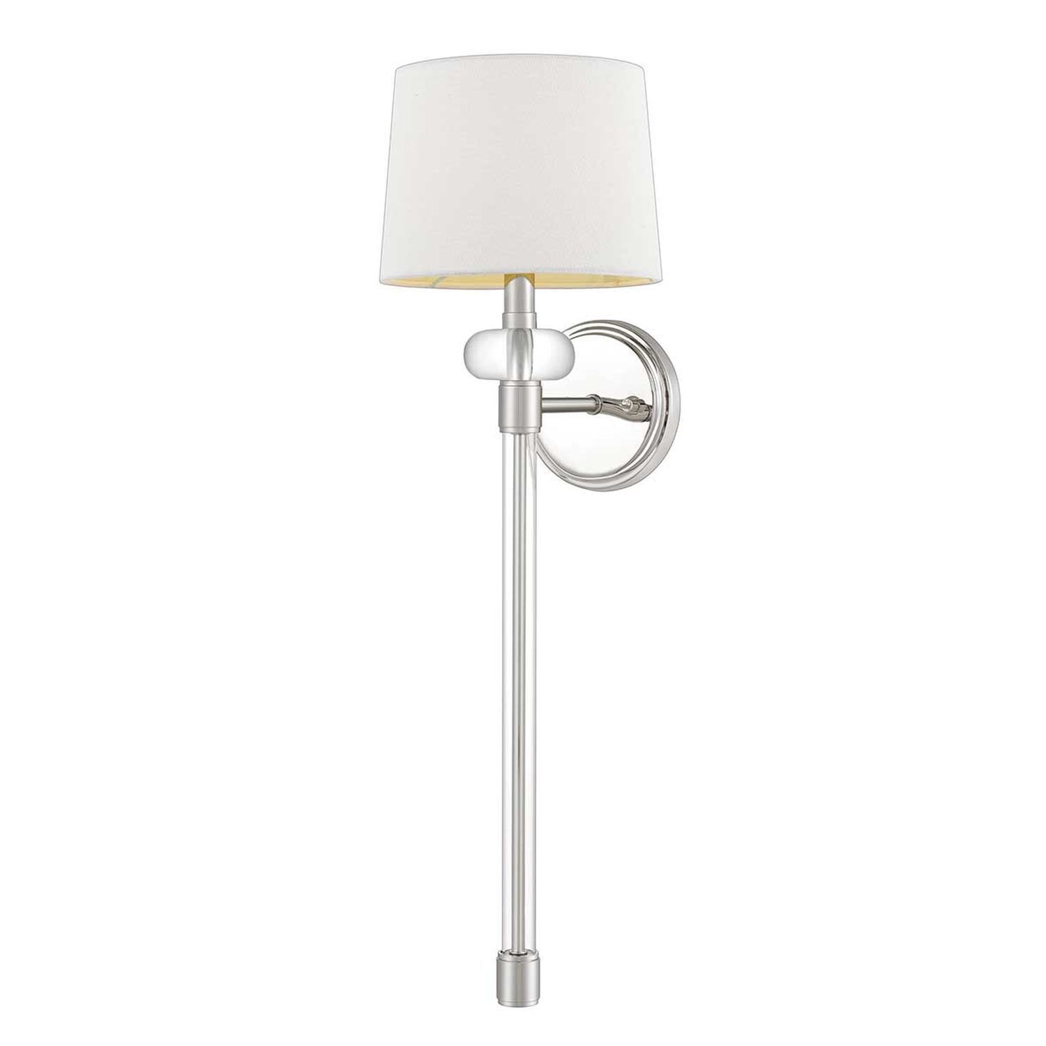 Wandlampe Metall Stoff H: 67,6 cm in Nickel poliert Weiß