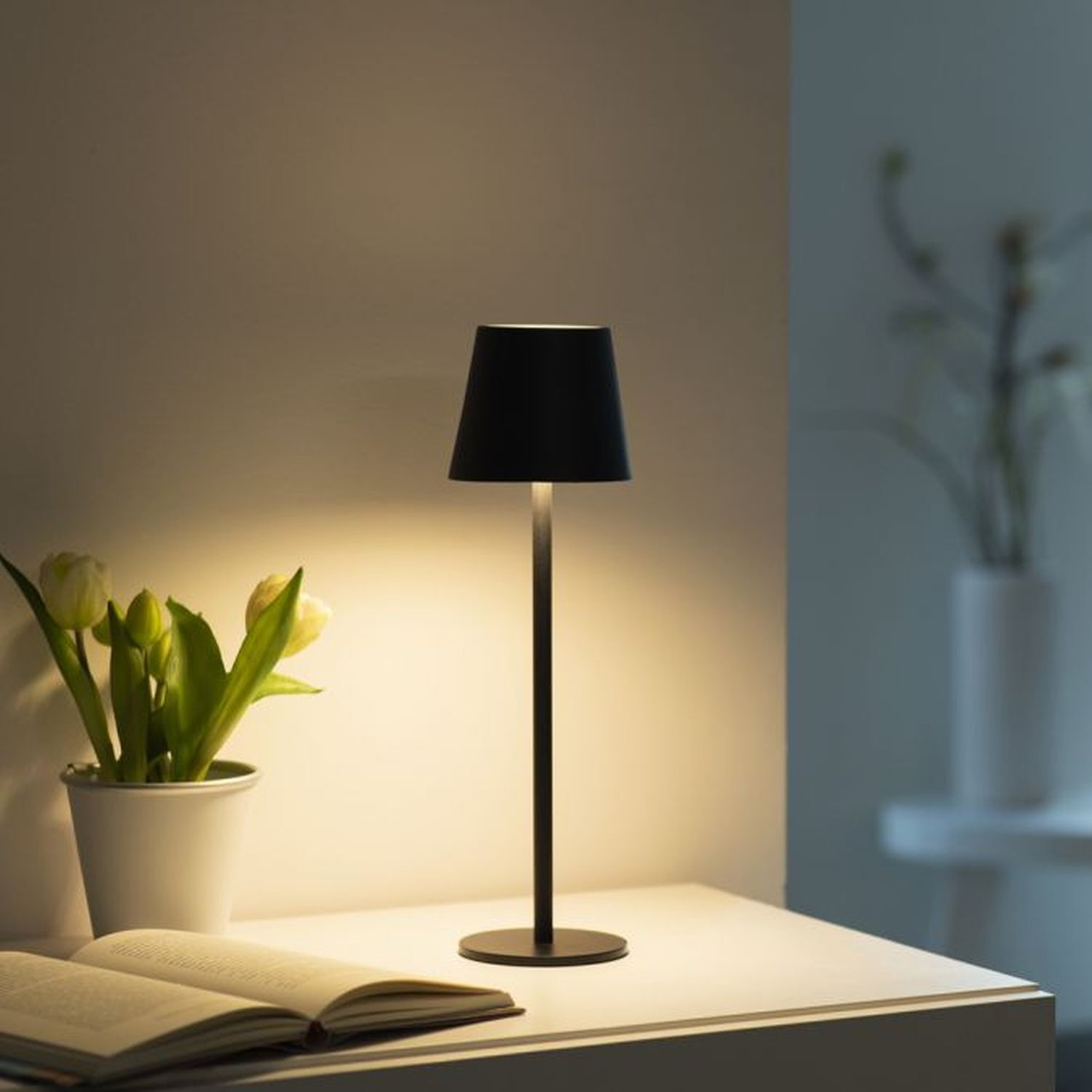 LED Akku Tischlampe Metall IP54 Touch Dimmen 320 lm
