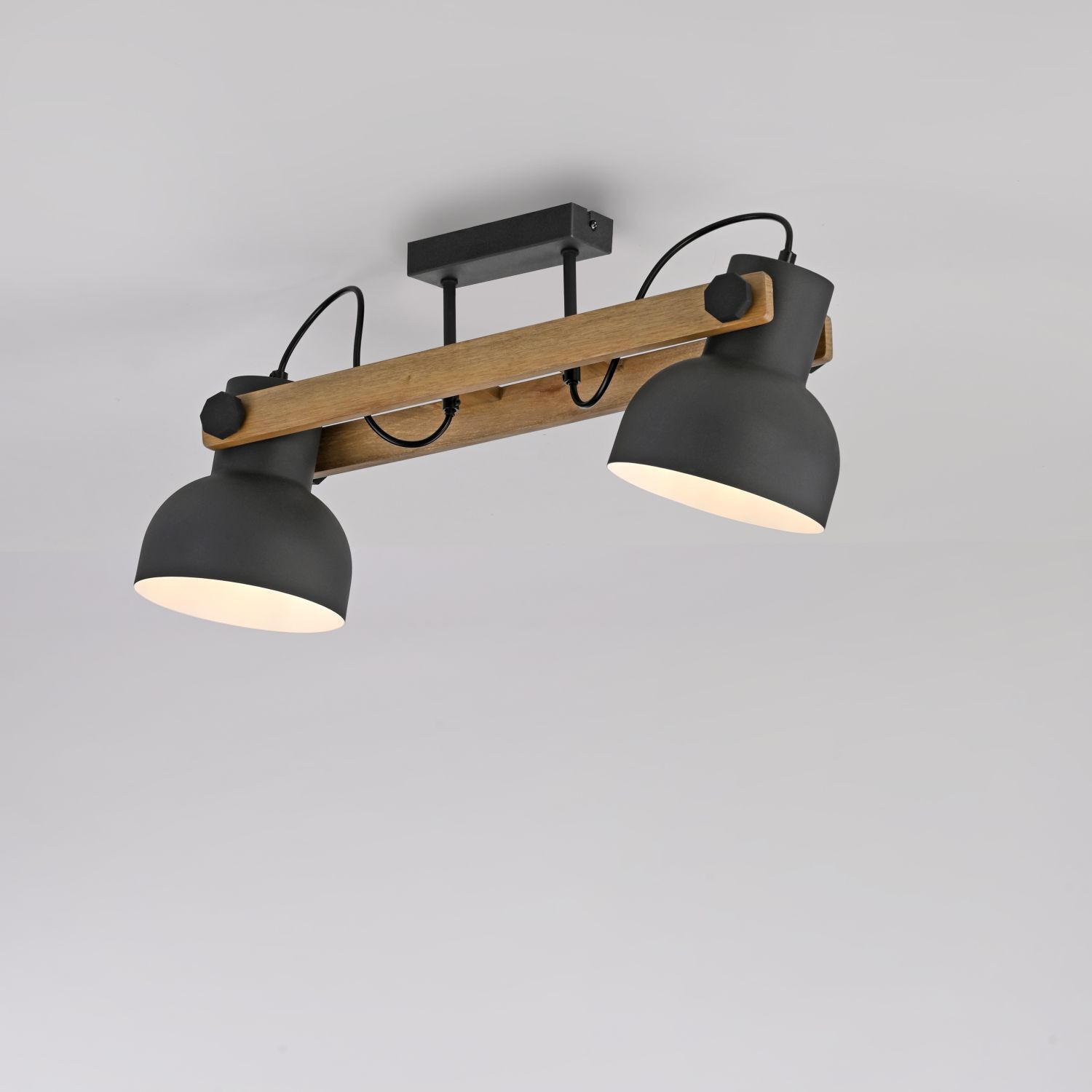 Verstellbarer Deckenstrahler Holz Metall E27 L:72 cm Leuchte, Lampe