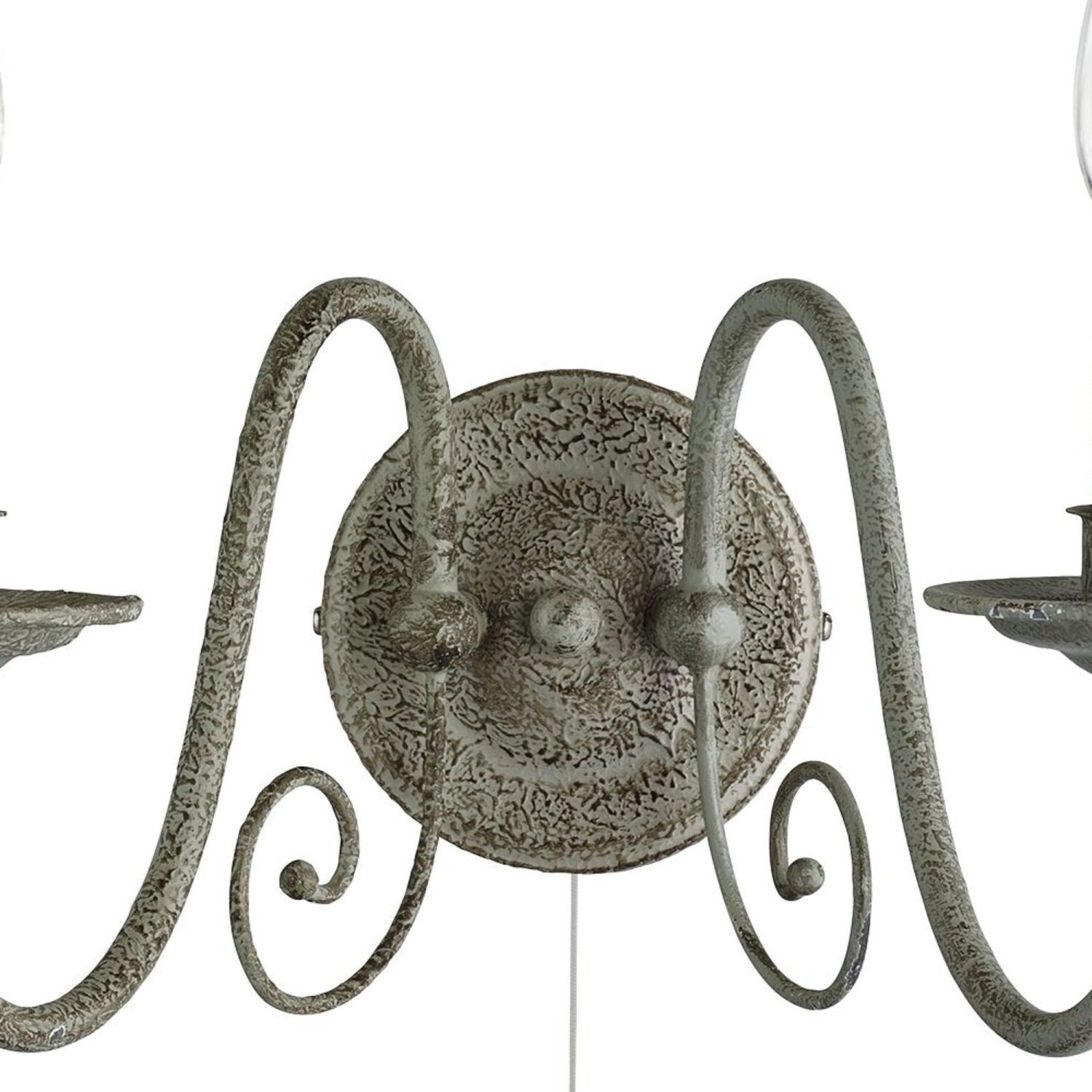 Filigrane Wandleuchte mit Schalter Grau 2x E14 Metall Bronze, Leuchter, Lampe