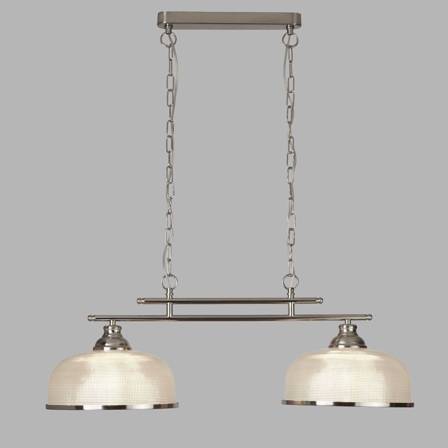 Billardleuchte 2-flammig B: 75 cm in Silber Klar E27 Leuchte, Kronleuchter, Lampe, Deckenleuchte