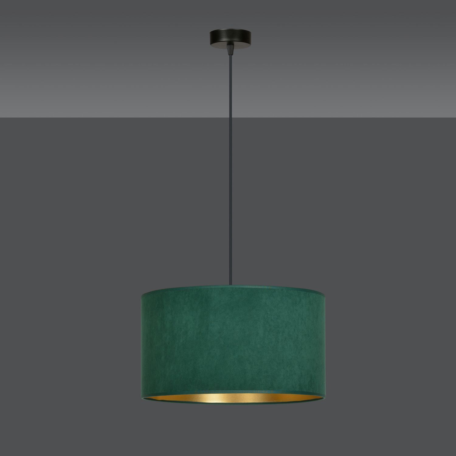 Pendelleuchte Grün Gold Schwarz Ø 35 cm rund E27 Stoff Metall