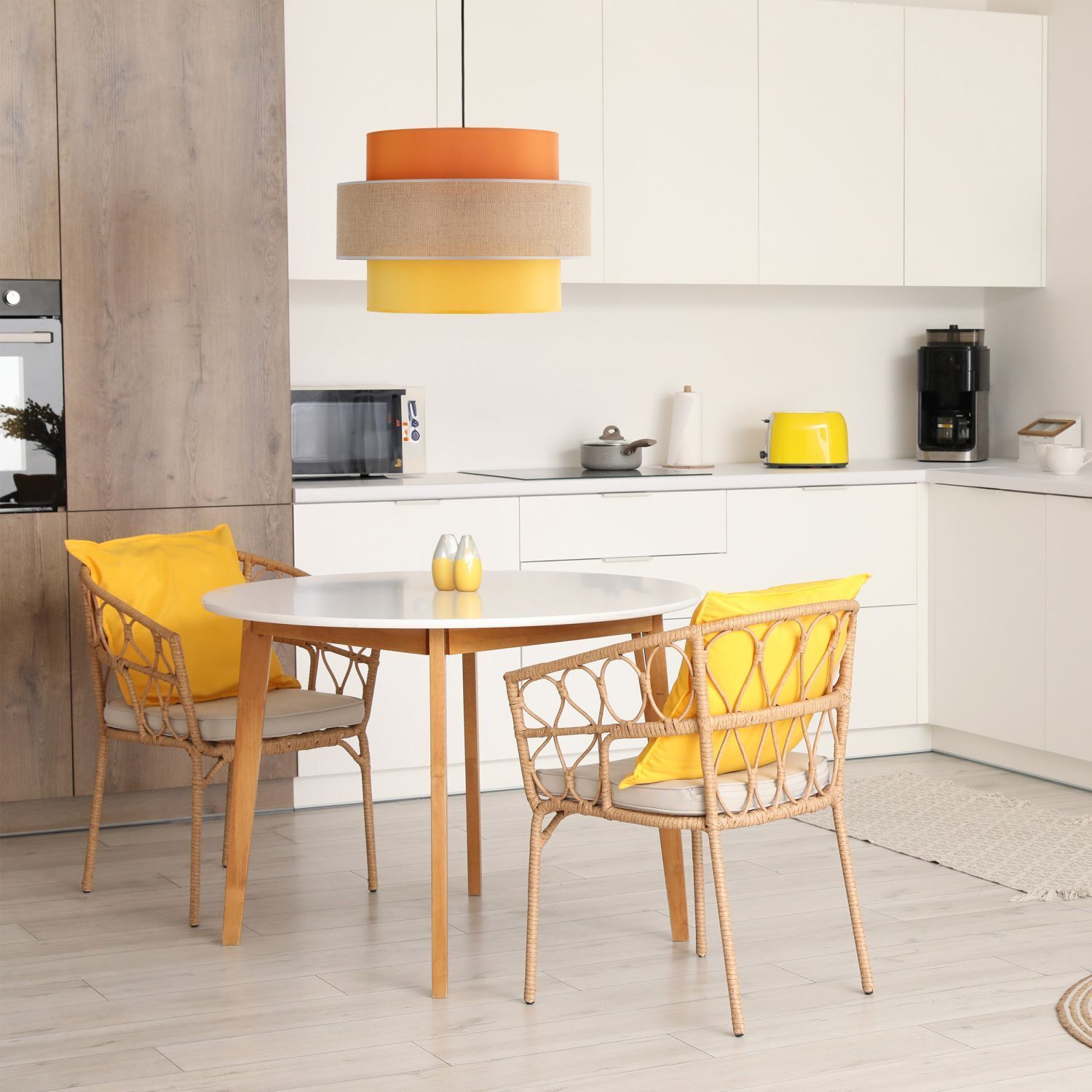 Hängeleuchte Stoff Jute Metall Ø 50 cm H: max. 1,6 m E27 Bunt Esstisch, Tisch, Innenarchitektur, Esszimmer, Küche