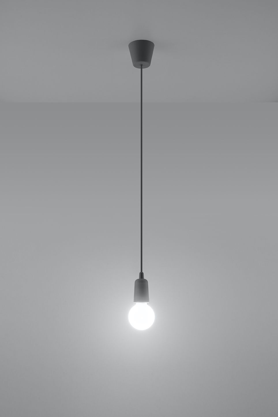 Retro Hängelampe Grau verstellbar bis 90cm für E27