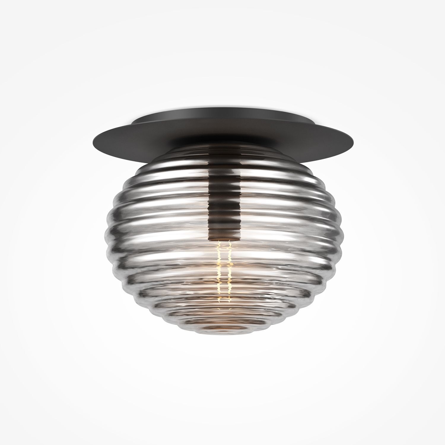 Deckenleuchte Metall Rauchglas Ø 35 cm rund E27 Modern