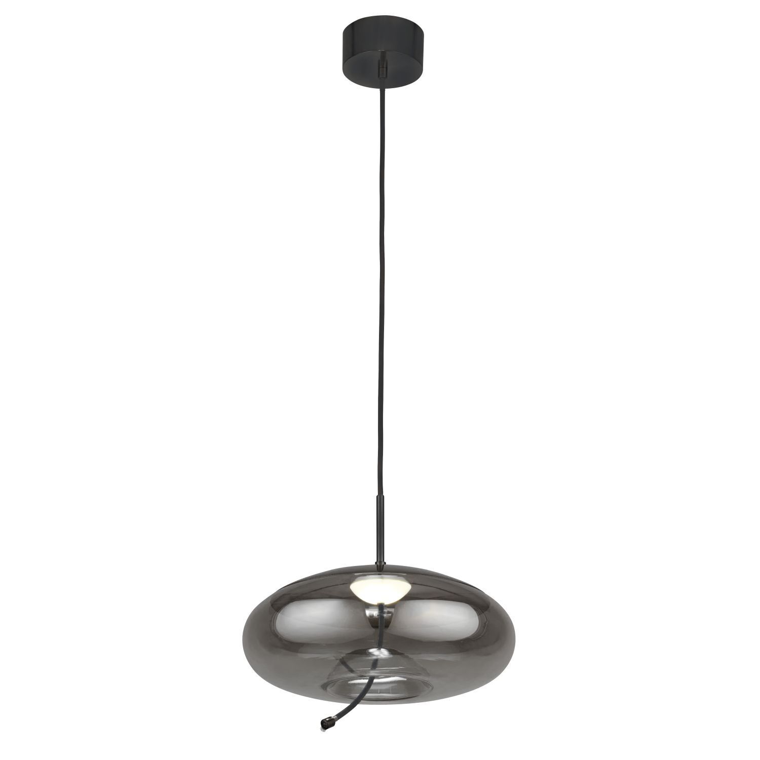 LED Hängelampe Rauchglas Ø 31 cm rund Grau Schwarz 2700 K