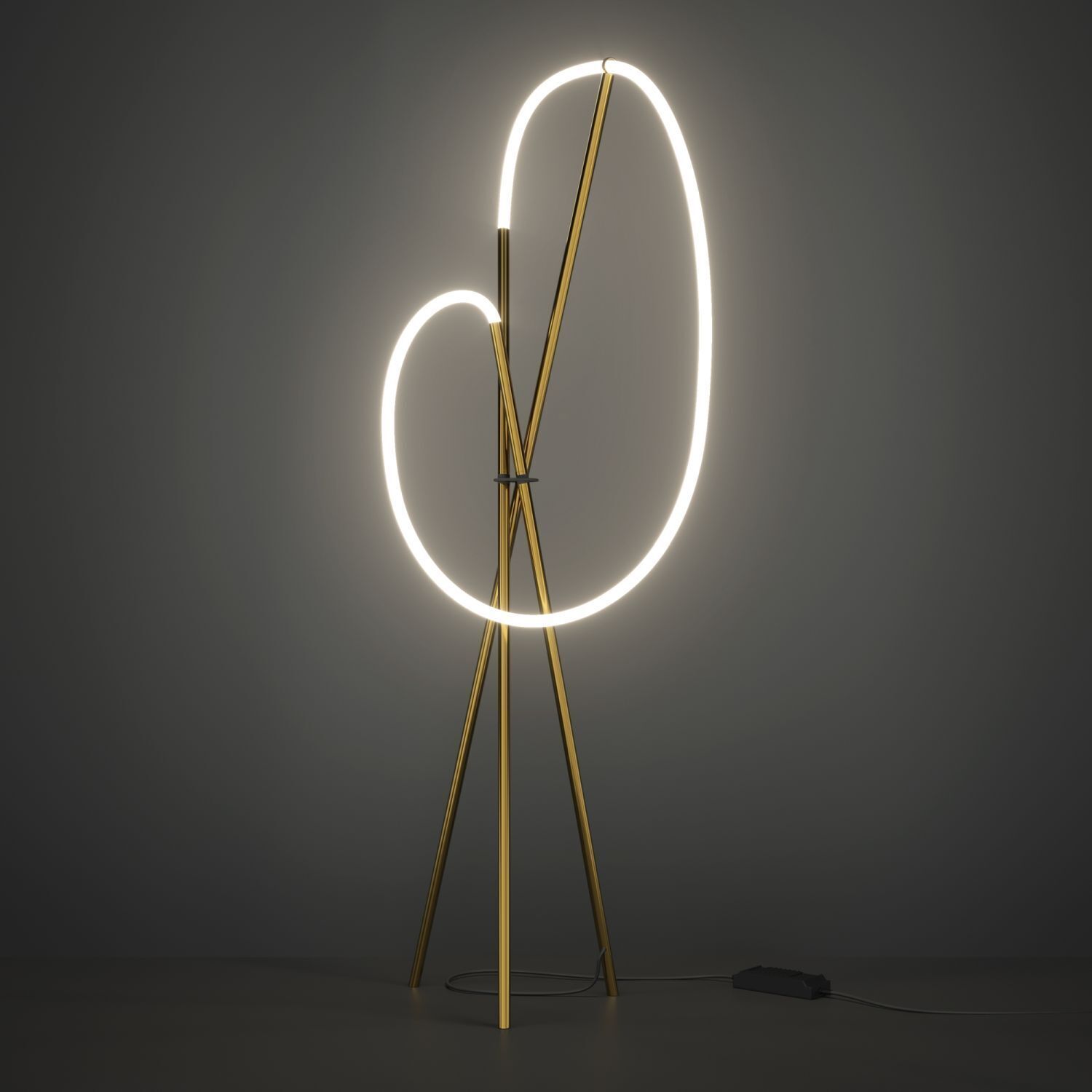 LED Stehlampe Tripod dimmbar Messing 162 cm 36 W 3000 K Stehlampe, LED-Ring, goldfarben, Tripod, Innenraumbeleuchtung