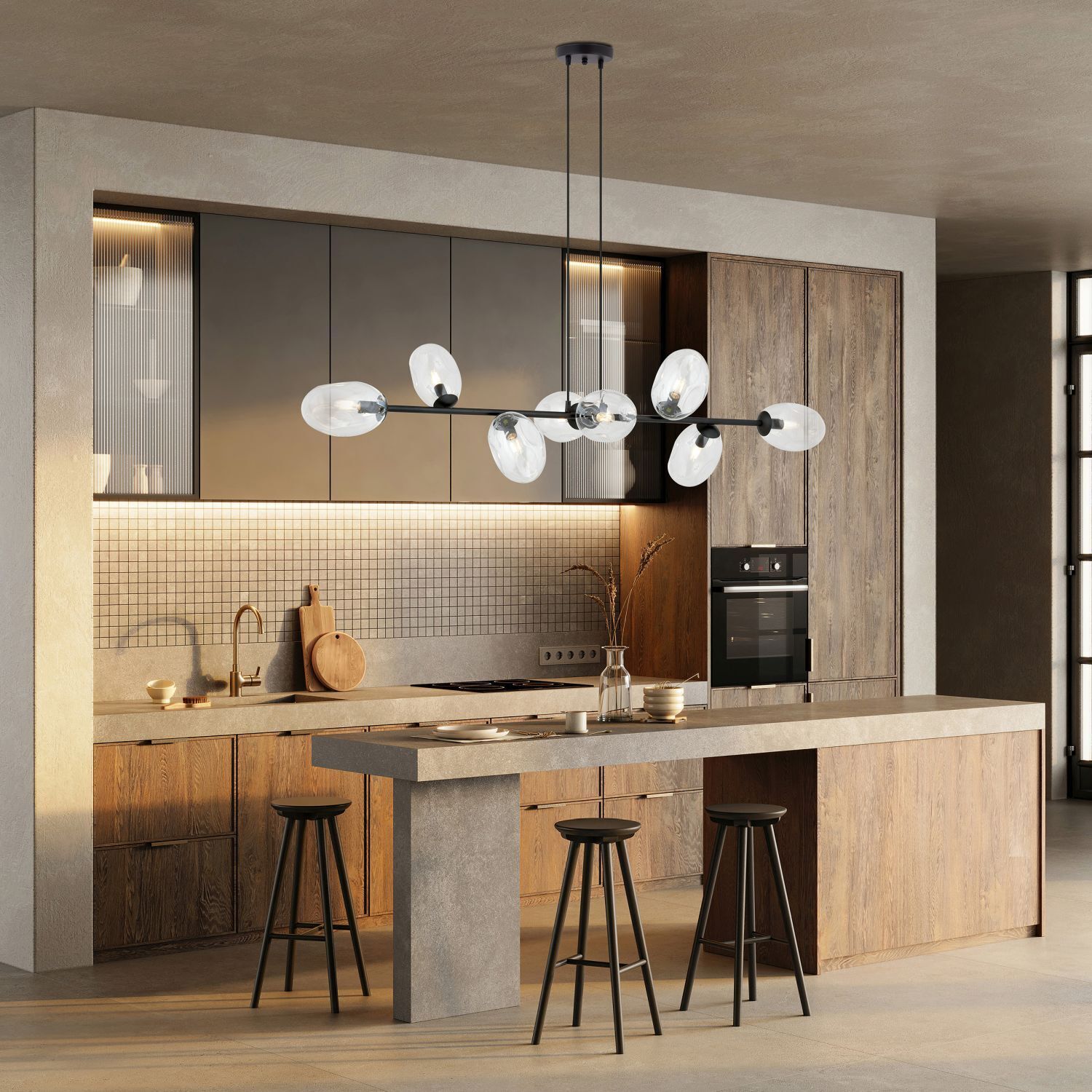 Hängelampe verstellbar Glas Metall 140 cm breit groß