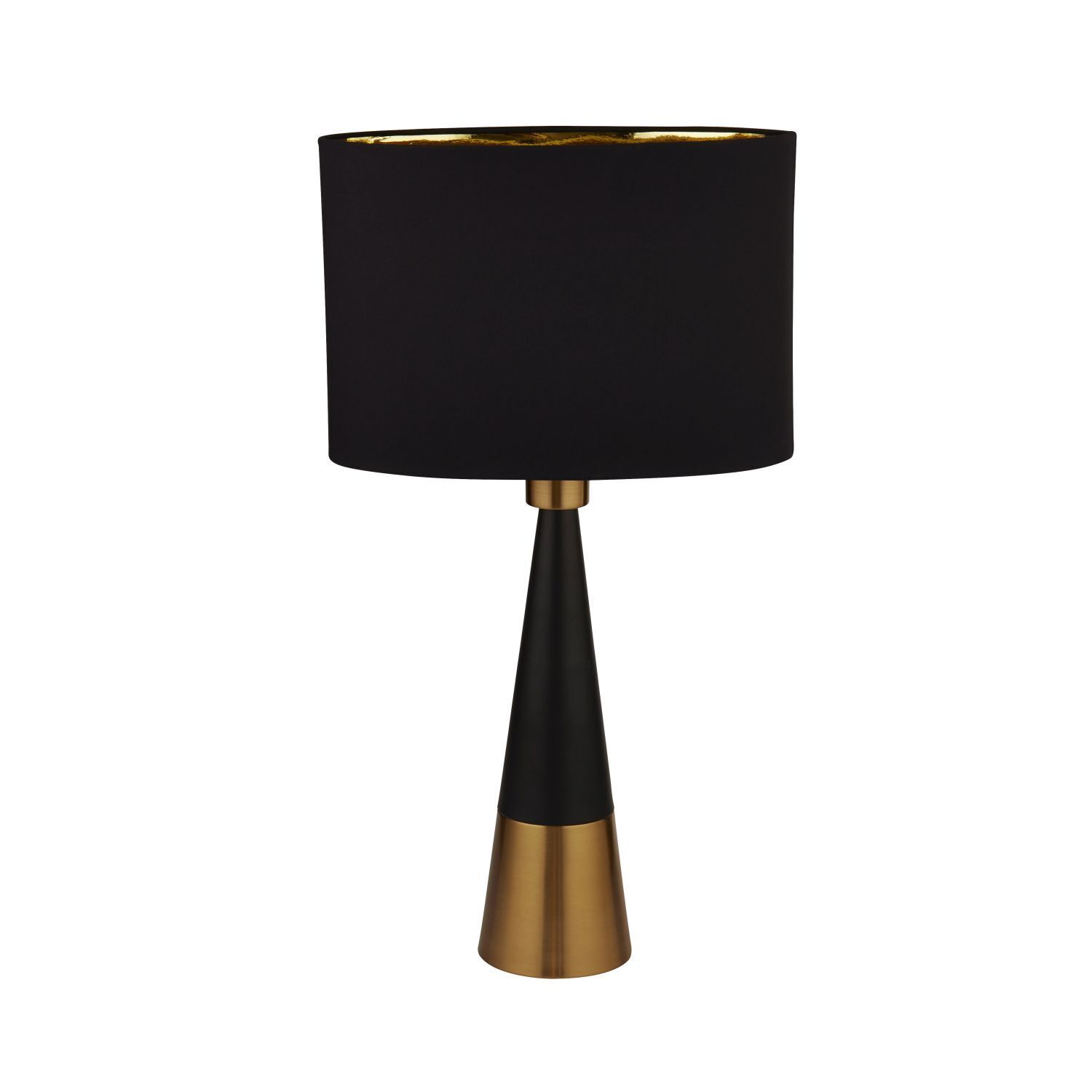 Tischleuchte E27 58,5 cm hoch in Schwarz Gold Kupfer