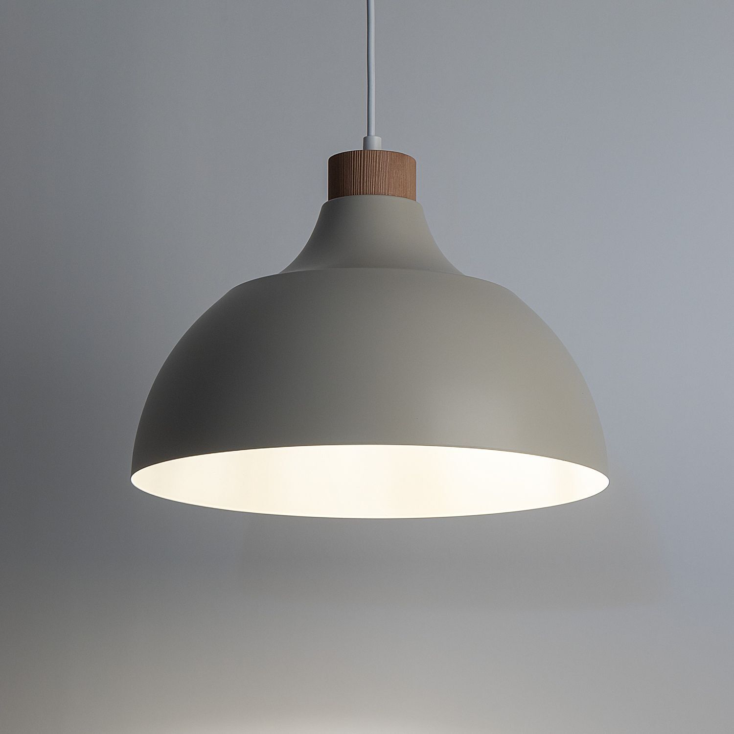 Hängelampe Metall Holz Ø 34 cm Retro Beige E27