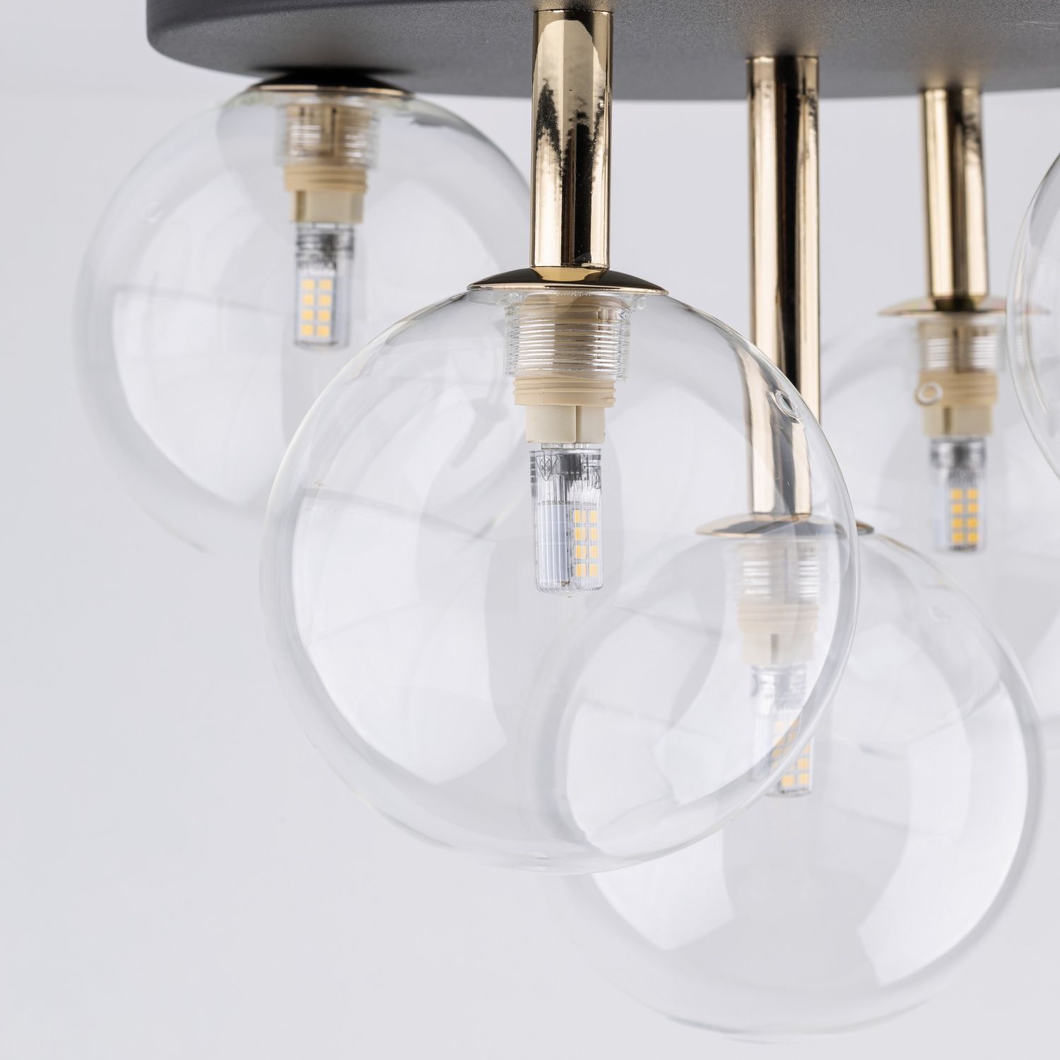 Deckenlampe Glas Metall Ø 35 cm klein Schwarz Gold 5x G9 Licht