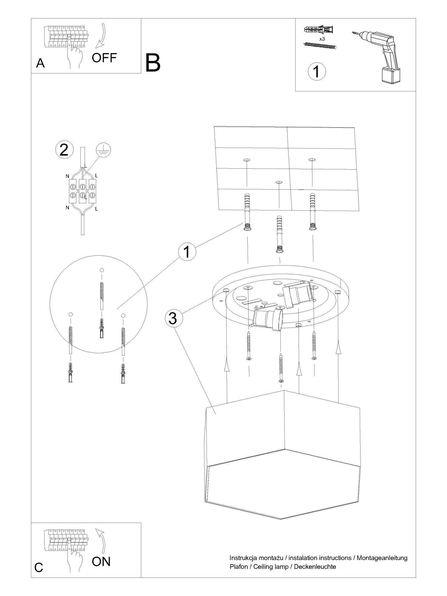 Deckenleuchte Weiß 30,5 cm lang für 2x E27 blendarm